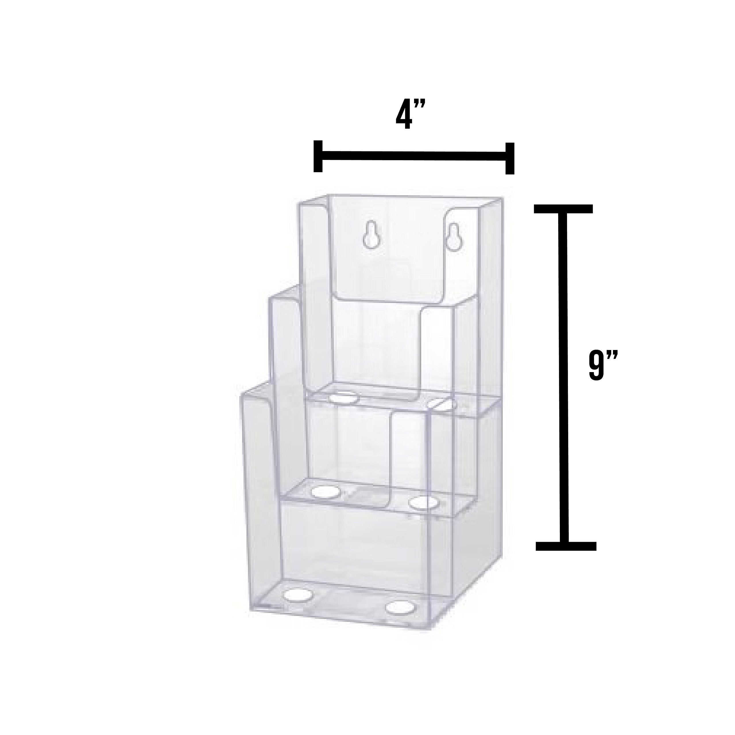 4-Inch Wide 3 Tier Premium Clear Acrylic Brochure Holder for Restaurants, Hotels & Offices - SOURCEONE.ORG Trifold Display Stand for Menus, Flyers & Business Cards