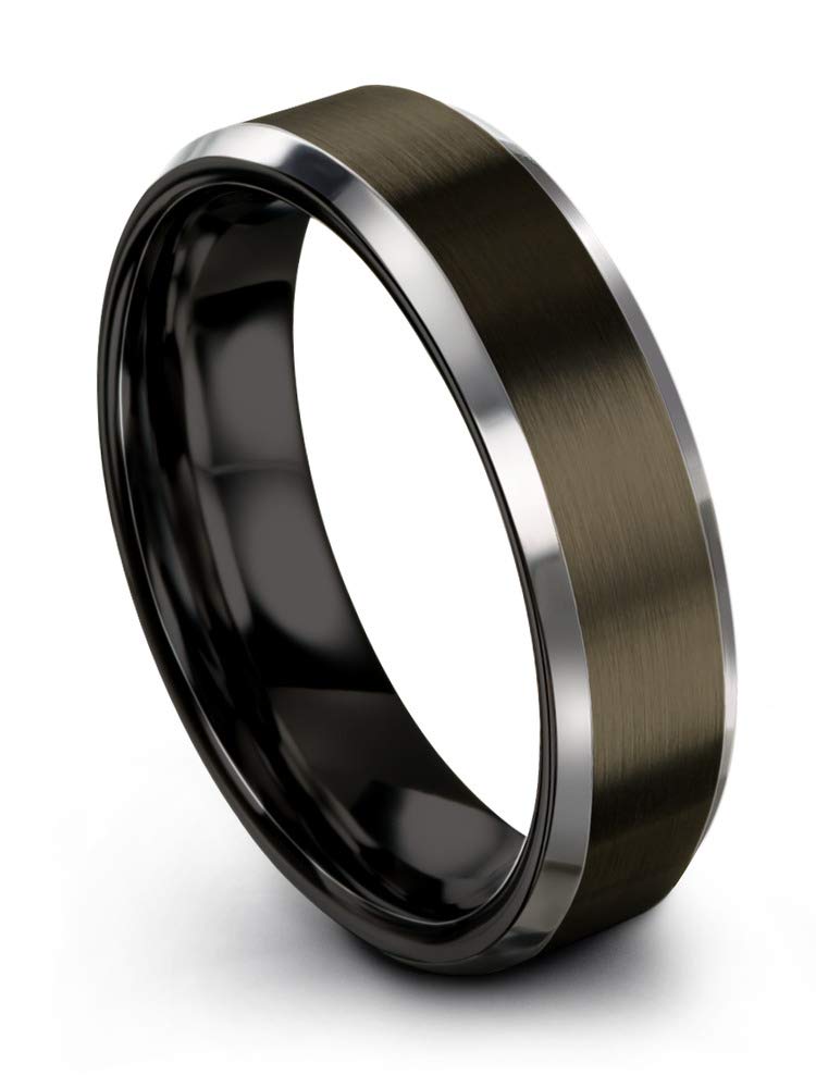 Premium Tungsten Carbide Wedding Band Ring for Men & Women - 6mm Blue Black Gunmetal with Beveled Edge, Brushed & Polished Finish - Custom Engraving for Anniversary & Engagement Gifts - Perfect for Everyday Wear, Special Occasions & Couples Jewelry