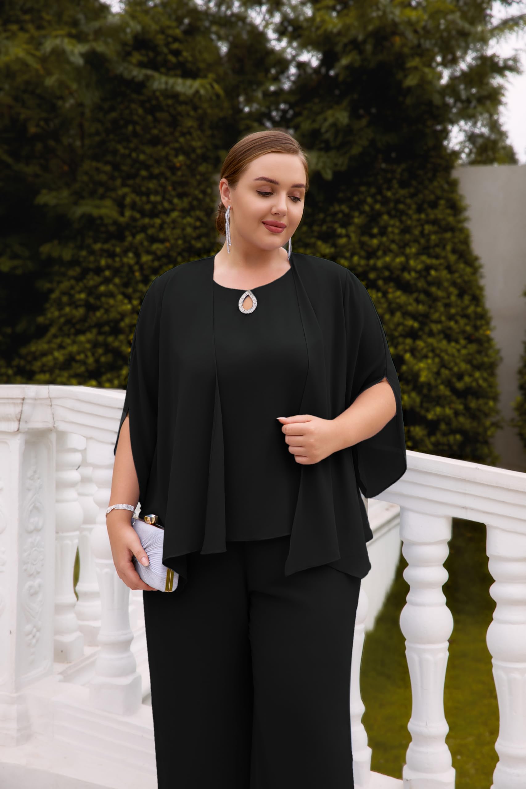 Hanna Nikole Plus Size 3-Piece Pantsuit for Women - Elegant Mother of the Bride Outfit & Wedding Guest Attire | Perfect for Formal Events, Church Ceremonies & Special Occasions