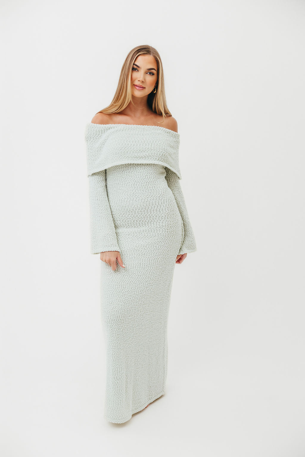 Nora Knit Maxi Dress in Seafoam Green - Bump Friendly Maternity Dress for Pregnancy, Nursing & Postpartum - Perfect for Casual Outings, Beach Vacations & Special Occasions