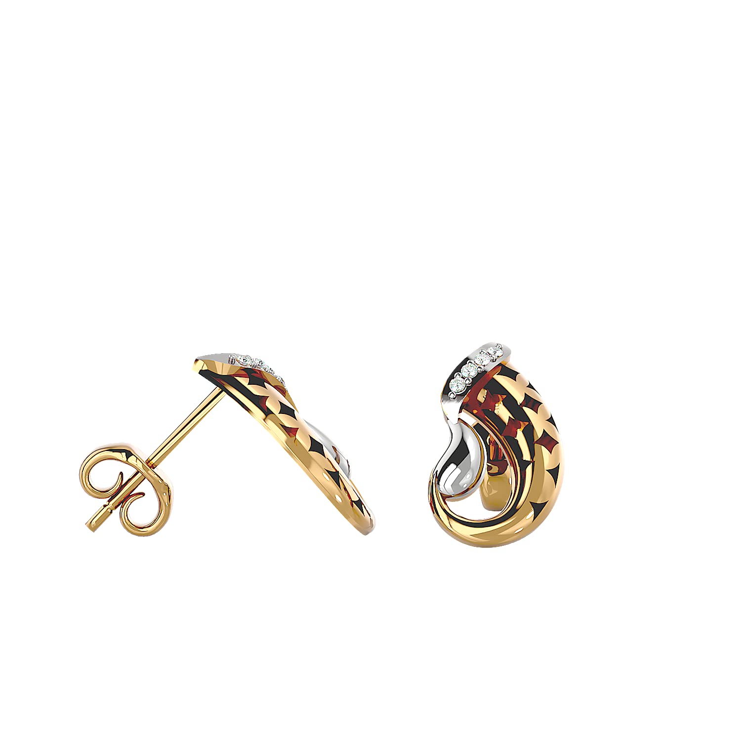 18K Gold Stud Earrings with Natural Round Diamond (0.03 ct) - White/Yellow/Rose Gold Wedding Jewelry for Women - Perfect for Bridal, Anniversary & Special Occasion Gifts