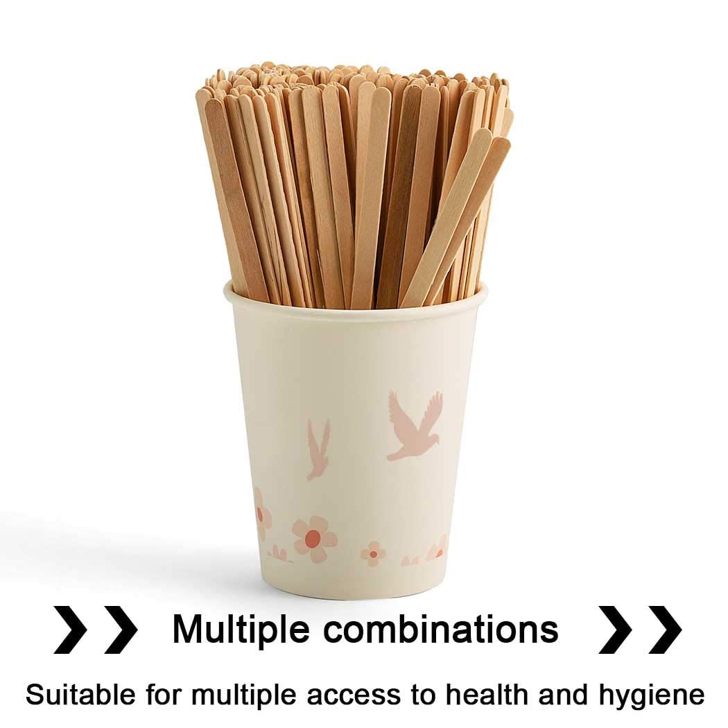 Bakeyy Eco-Friendly Wooden Coffee Stir Sticks - 450 Pcs Disposable Stirrers for Coffee, Tea & Hot Beverages | Perfect for Home, Office & Cafes | Biodegradable Drink Mixing Straws