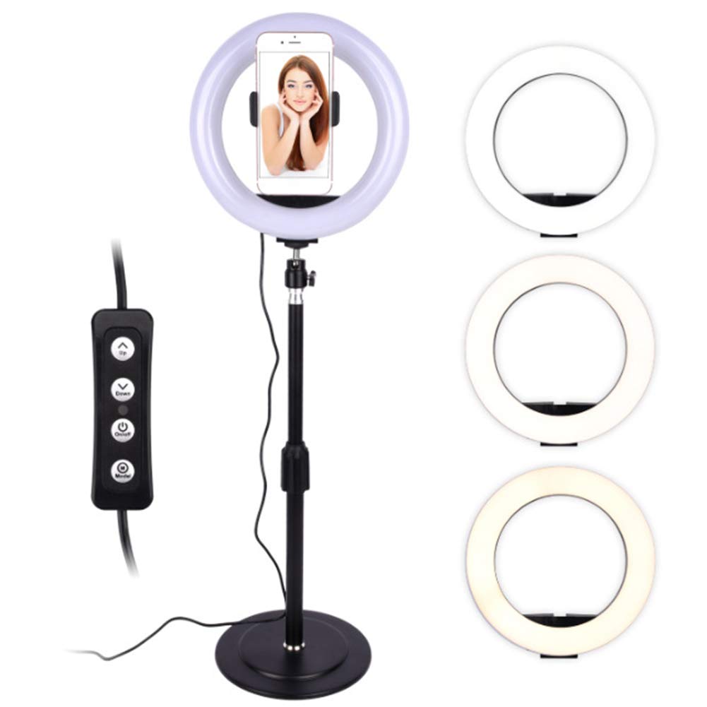 7.9 Inch LED Ring Light with Phone Holder - Selfie Fill Light for Live Streaming, YouTube Videos & TikTok - Adjustable Brightness & Color Temperature - Perfect for Makeup, Vlogging & Video Calls (Black)