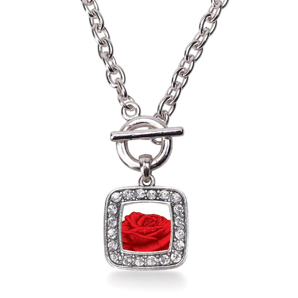 Inspired Silver - 18 Inch Sterling Silver Square Charm Necklace with Cubic Zirconia, Elegant Pendant Jewelry for Women, Perfect for Parties, Weddings & Everyday Wear