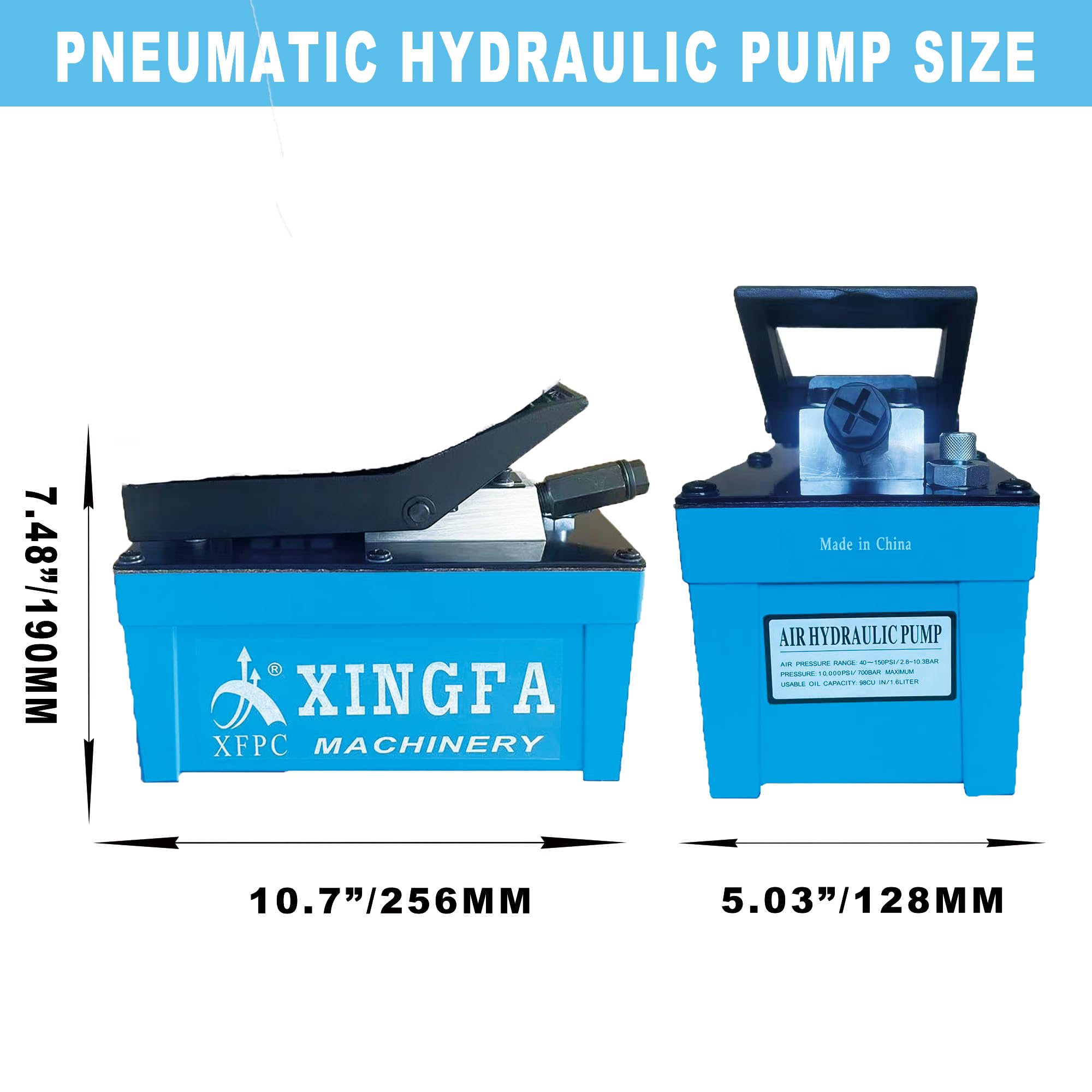 10,000 PSI Air Hydraulic Pump with 1.7L Reservoir - 3/8