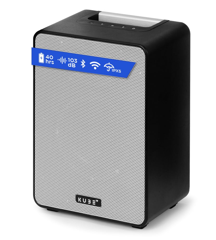 Kube4 High-Fidelity Bluetooth Speaker - 103dB Loud Sound for Indoor & Outdoor Use - Advanced Mesh-WiFi Technology - Perfect for Parties, Camping & Home Entertainment