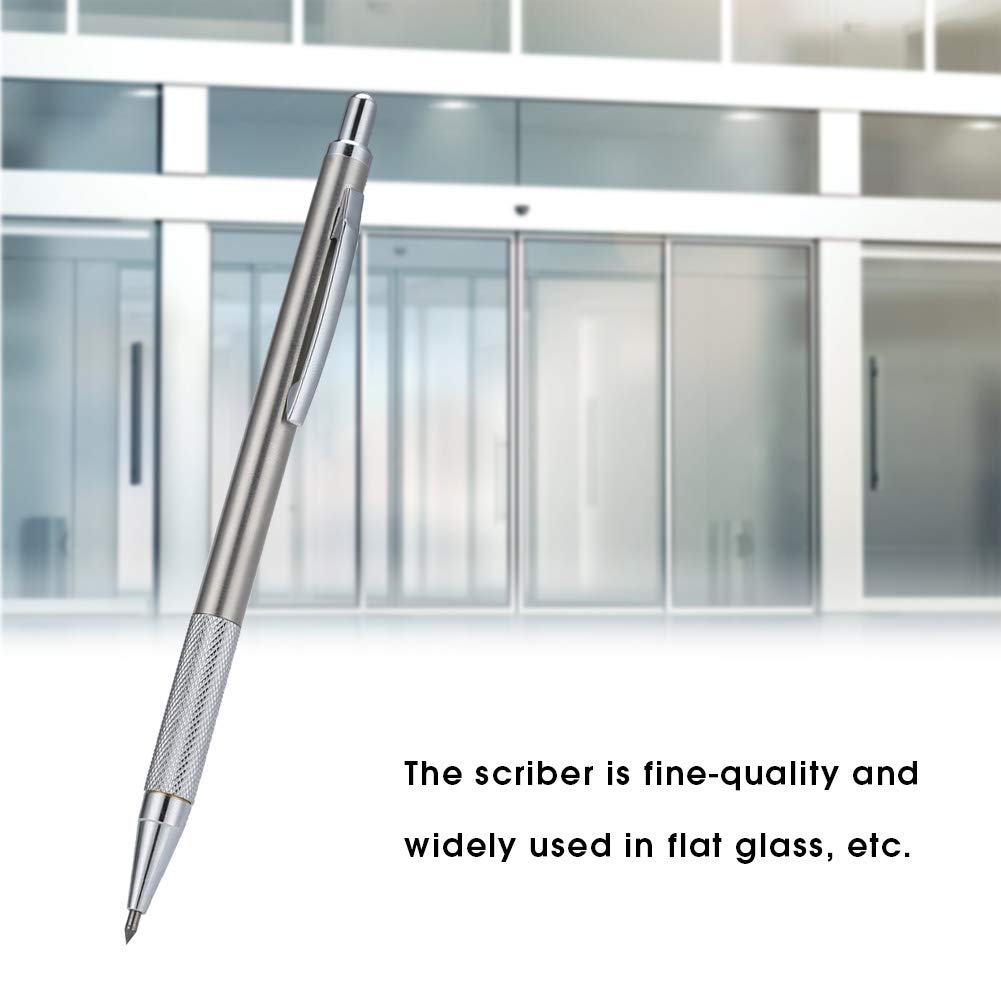 Jeanoko Pocket Glass Scriber - Diamond Engraver with Tungsten Carbide Tip for Metal, Glass & Ceramic Lettering - Portable Etching Tool (Silver) | Perfect for DIY Crafts, Jewelry Making & Personalization Projects
