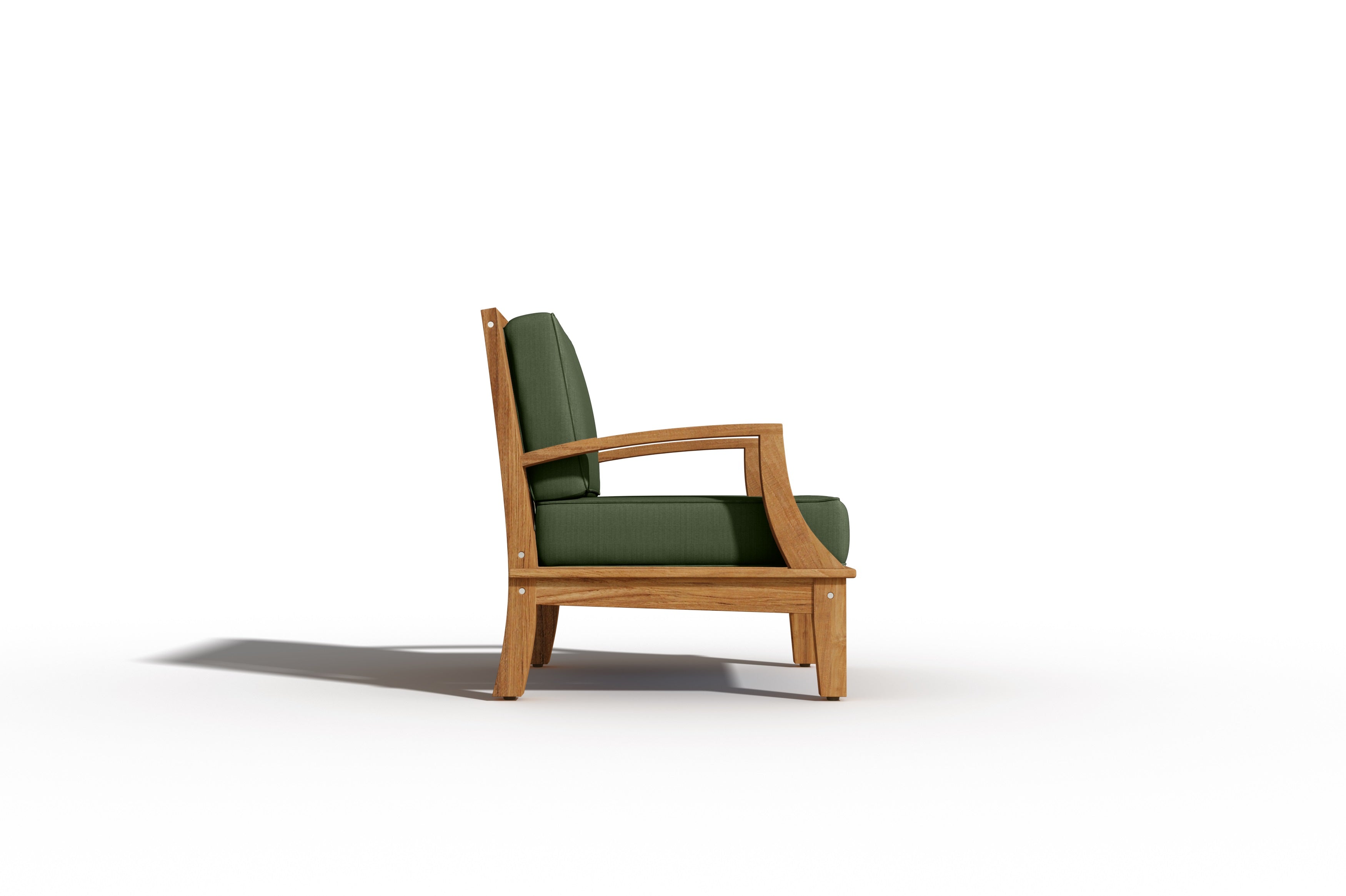 Premium Eliane Teak Outdoor Club Chair with Sunbrella Fern Green Cushion - Weather-Resistant Patio Furniture for Poolside, Garden & Backyard Relaxation