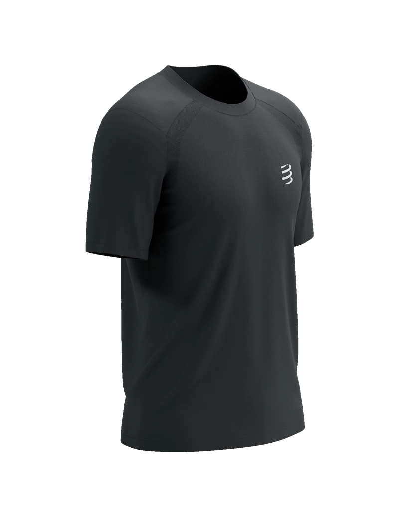 Compressport Men's Performance Short Sleeve Running Shirt - Moisture Wicking & Breathable Athletic Top for Marathon & Gym Workouts - Black