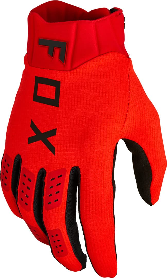 Fox Racing Flexair Gloves - Breathable Motocross & Off-Road Gloves (Fluo Red, Size L) - Perfect for Dirt Biking, ATV Riding & Motorcycle Adventures