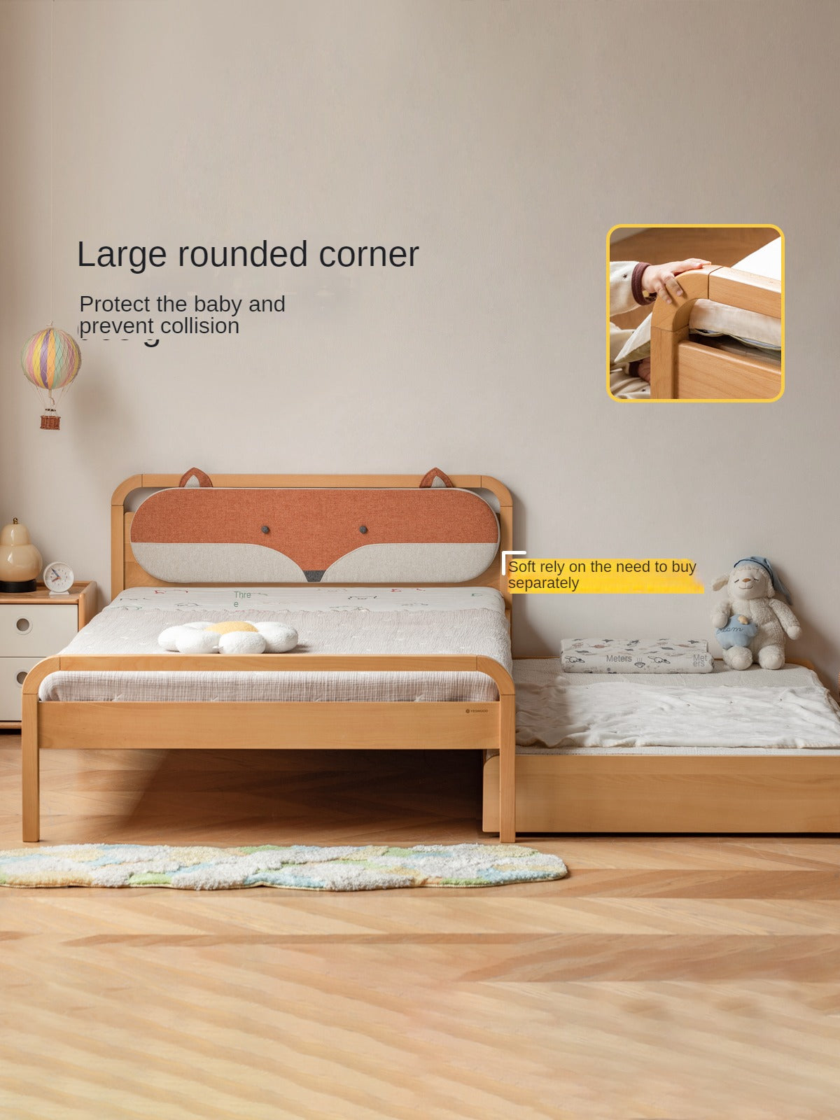 Solid Beech Wood Space-Saving Bunk Bed with Guardrails - Sturdy Twin Over Twin Loft Bed for Kids & Teens - Perfect for Small Bedrooms, Guest Rooms & Dormitories