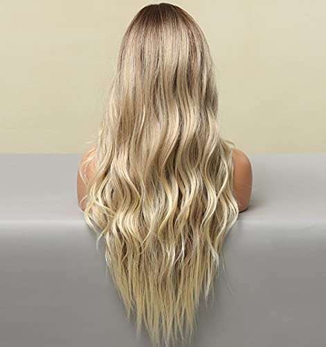 Platinum Blonde Ombre Lace Front Wig - Natural Looking Human Hair Wig for Women | Perfect for Cosplay, Parties & Daily Wear