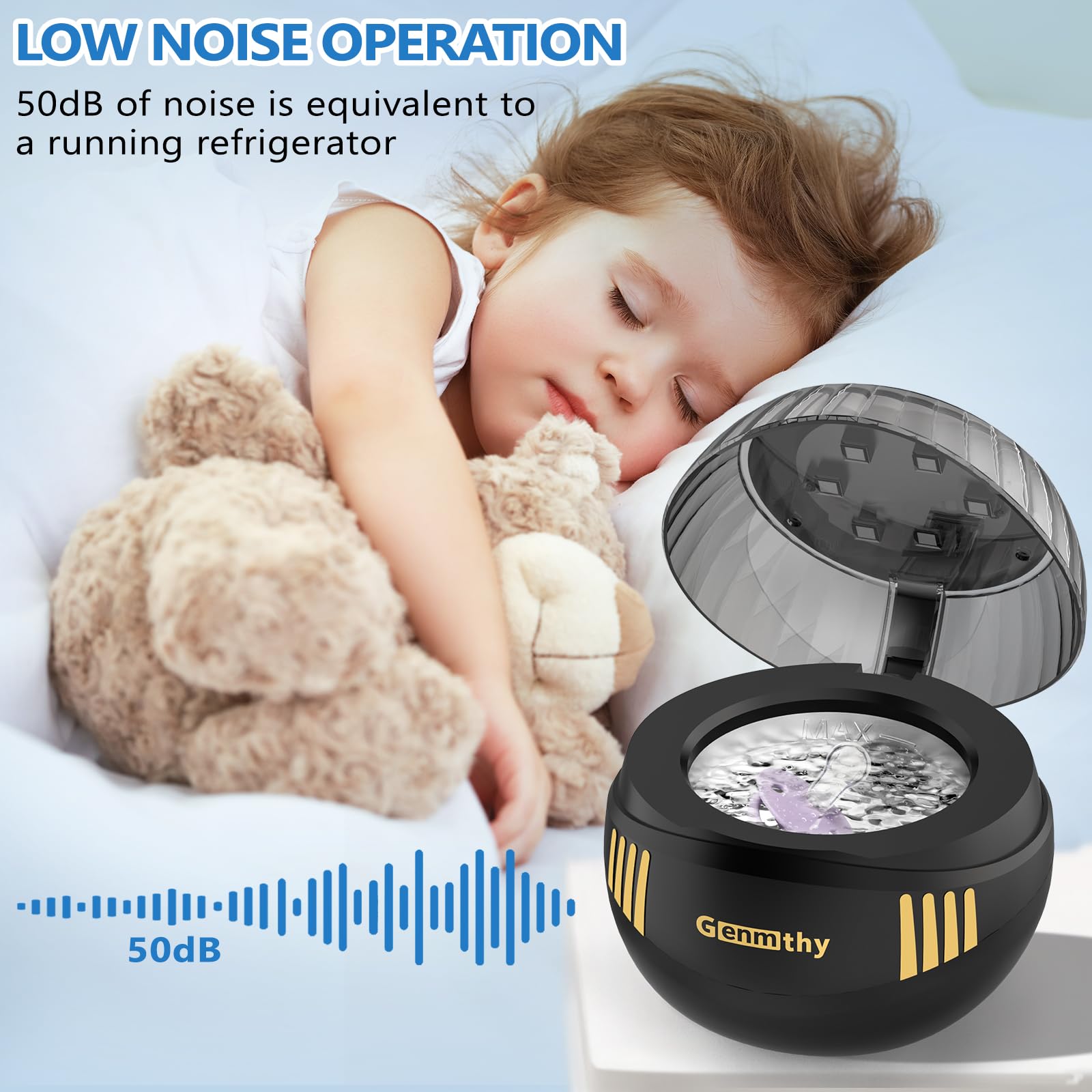 Ultrasonic Jewelry & Denture Cleaner Machine 45Khz with 6 LED Lights, Digital Timer & 4 Time Modes - Portable Retainer, Ring, Necklace, Watch Cleaner for Home, Travel & Dental Care