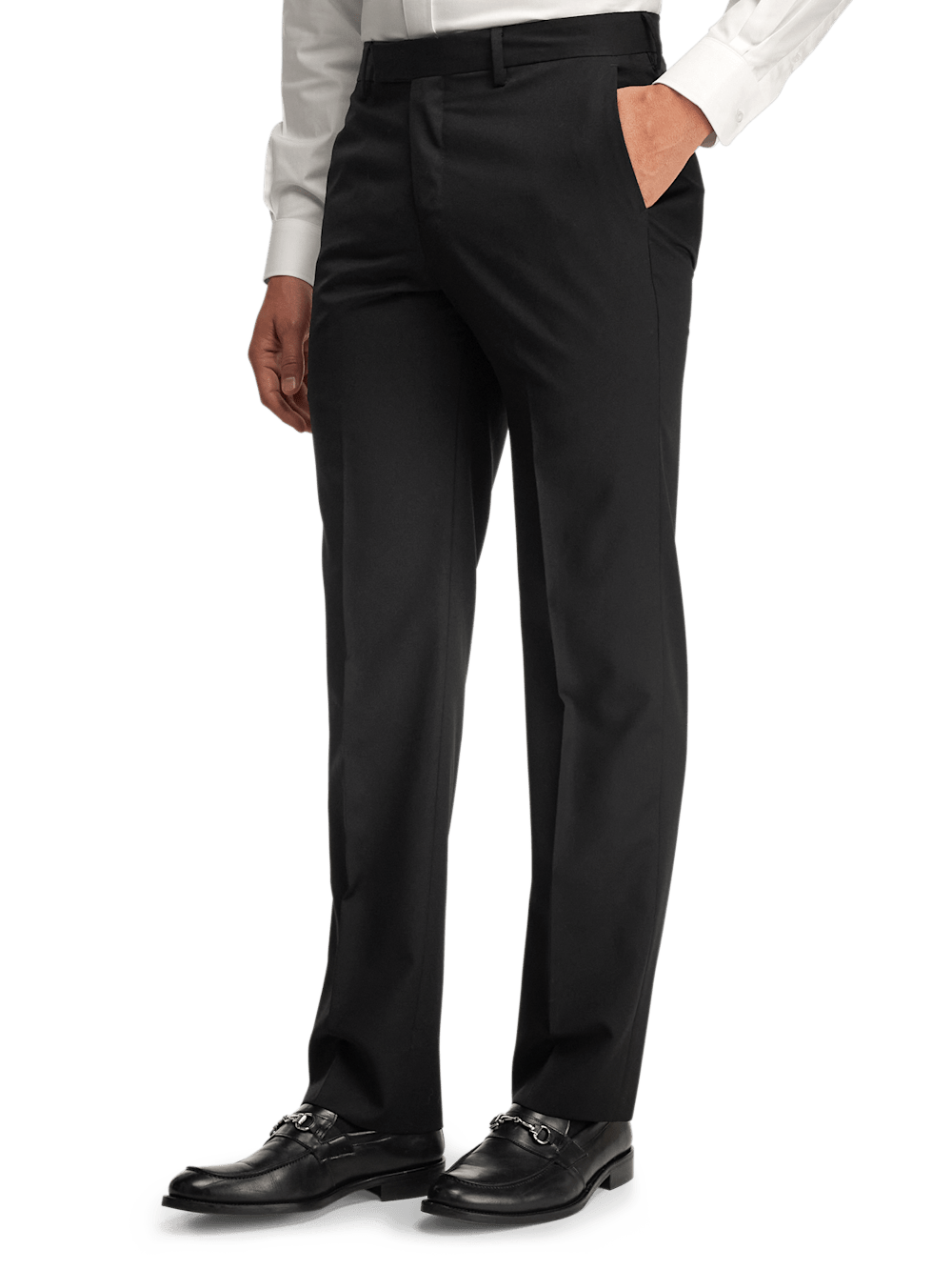 Premium Wool Gabardine Dress Pants for Men - Classic Black Formal Trousers for Office, Business & Wedding Occasions