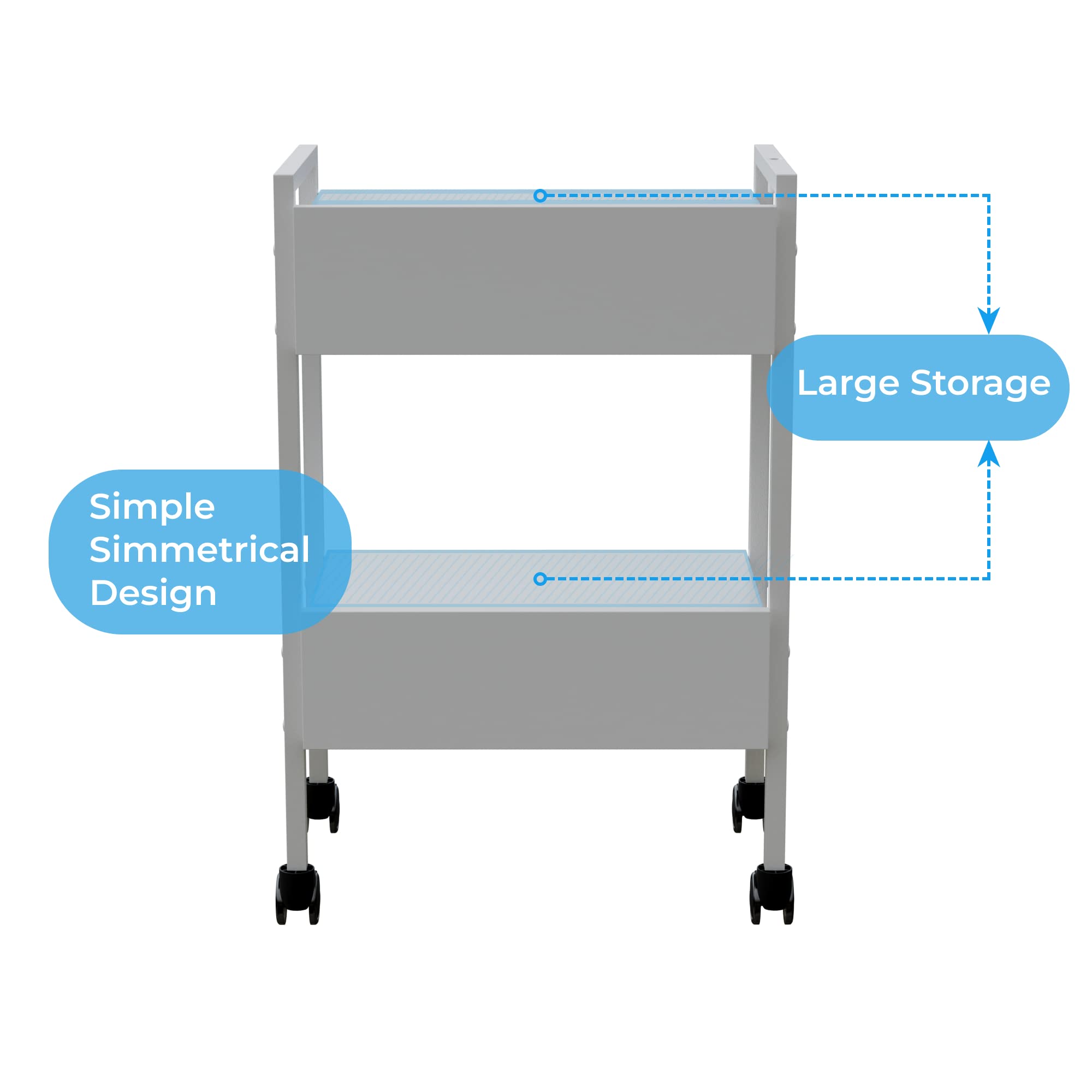 Locking Beauty Treatment Trolley with Drawers - White Cosmetic Cart for Salon, Spa & Clinic - USA-1019 | Perfect for Stylists, Estheticians & Medical Professionals