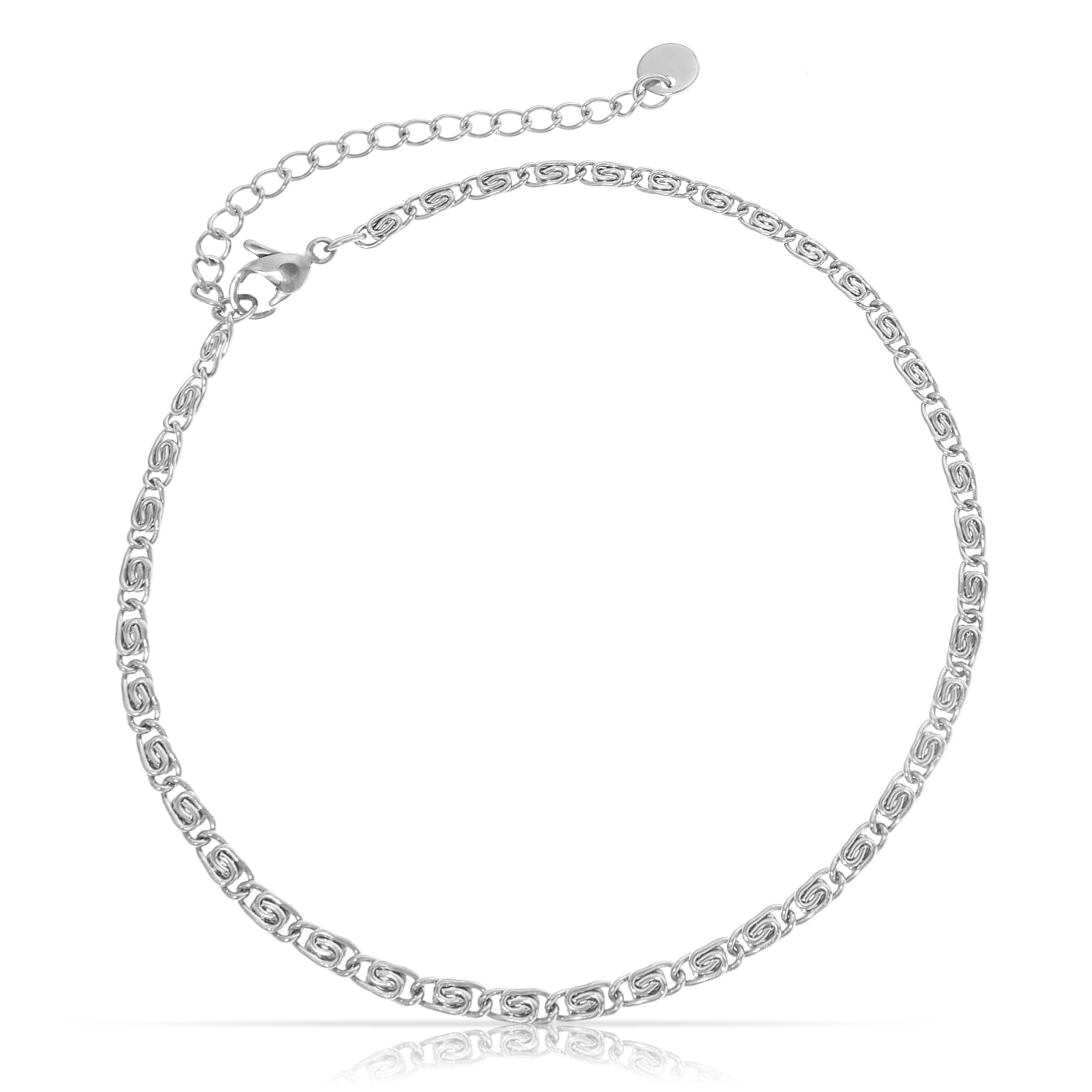 Nami Flat Cuban Chain Anklet - Stainless Steel Adjustable Ankle Bracelet for Women, Teens & Girls - Handmade in Germany - Boho Summer Beach Jewelry - Perfect for Vacation, Pool Party & Casual Wear