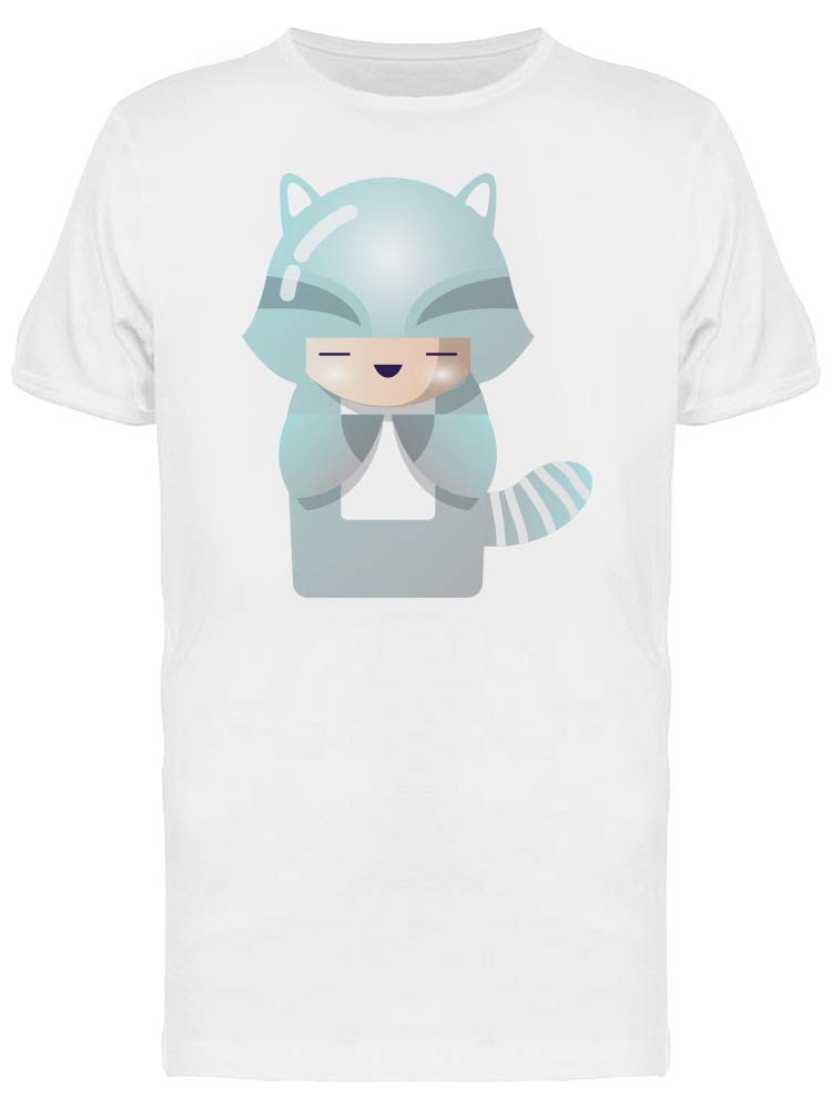 Kokeshi Raccoon Doll Graphic T-Shirt for Men - Japanese Inspired Casual Wear for Street Style & Anime Fans