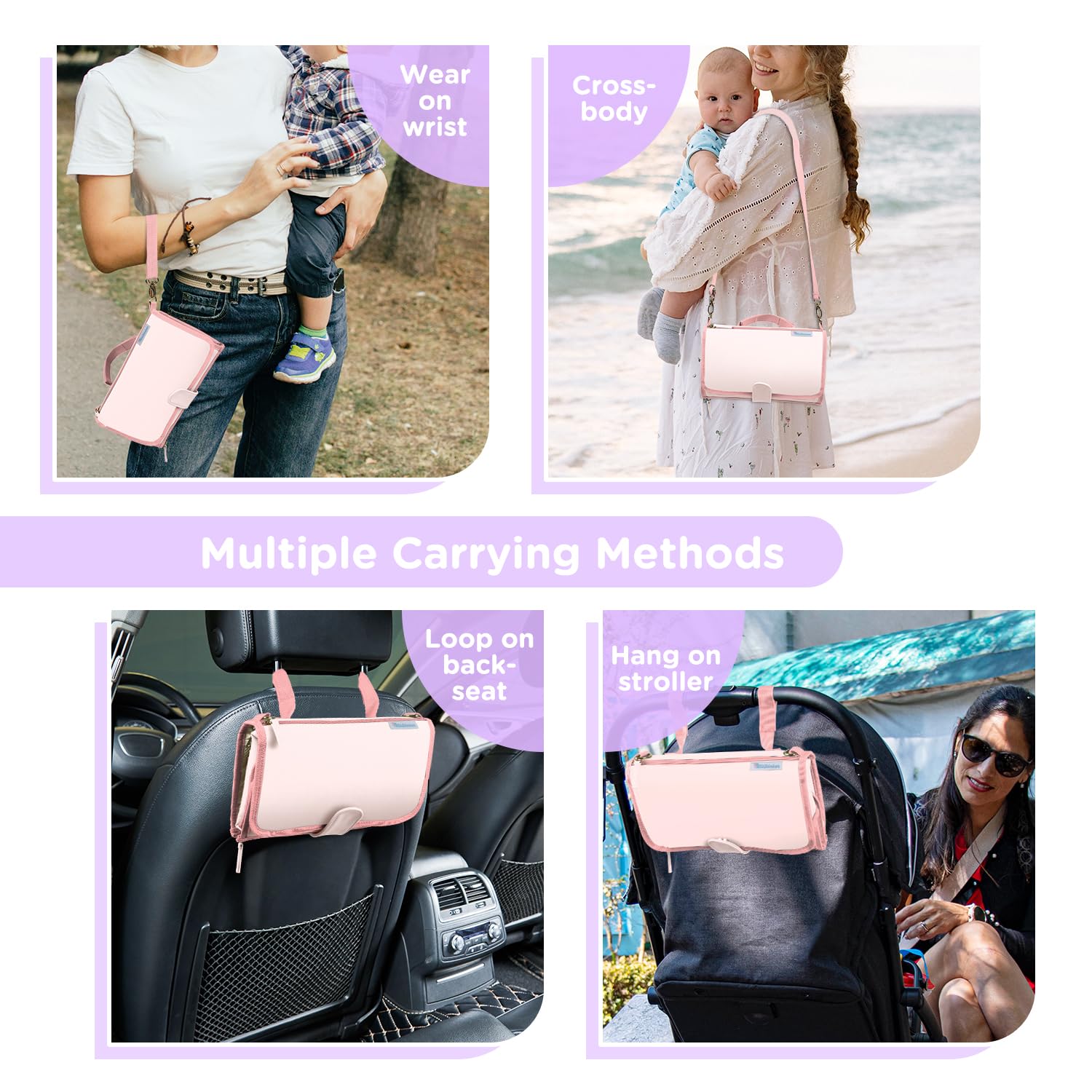 Portable Baby Diaper Changing Pad - Waterproof Travel Changing Mat for Newborns & Infants | Ideal for Nursery, Car, Stroller & On-the-Go Parents | Perfect Baby Shower Gift (Strawberries & Cream Design)