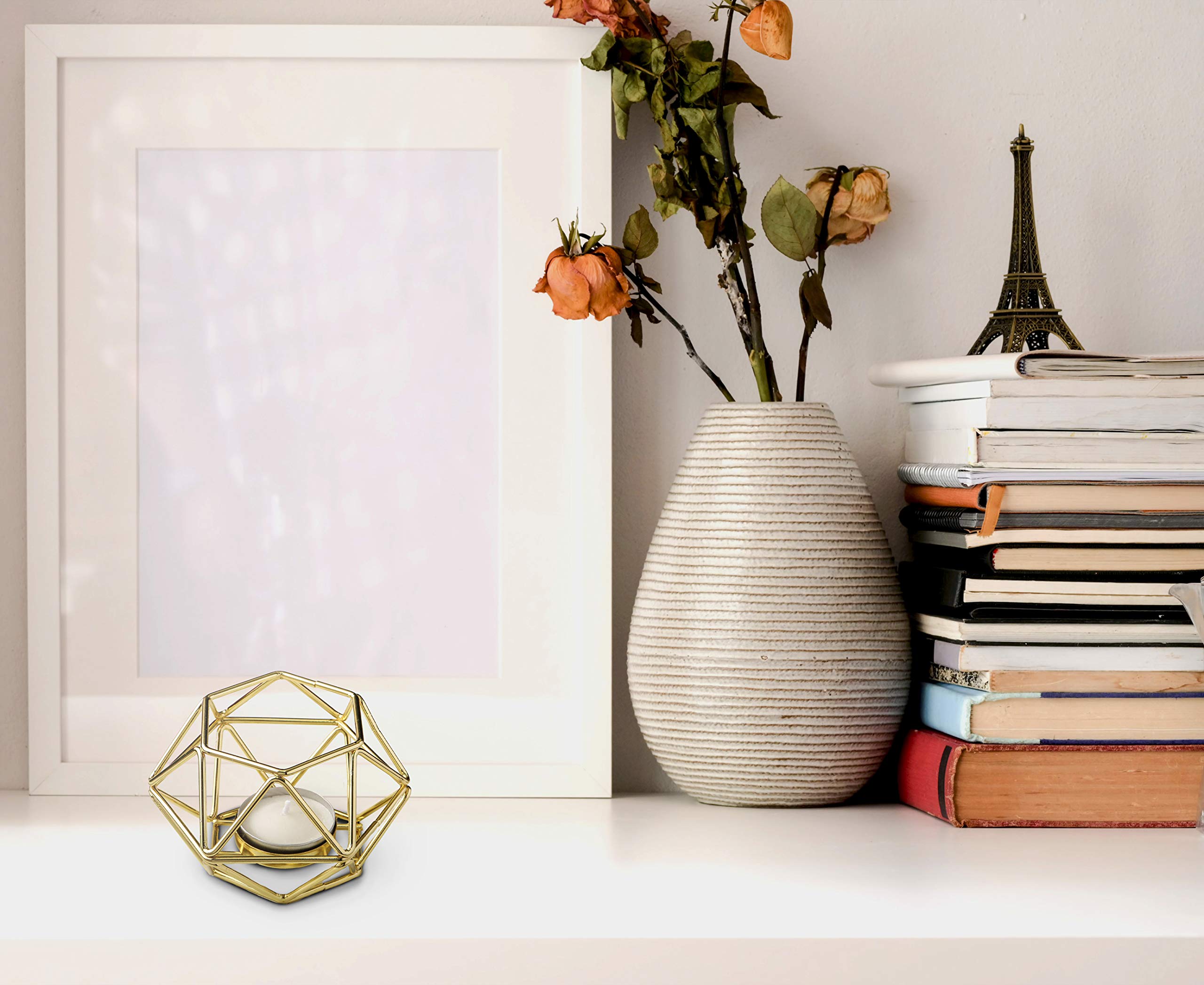 Gold Hexagon Geometric Tea Light Candle Holders - Set of 30 for Wedding, Baby Shower & Bridal Party Favors - Elegant Table Decor for Special Occasions