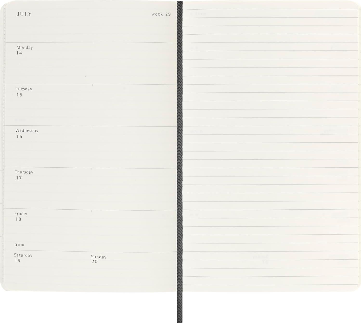 Moleskine 2025 Weekly Planner - 12 Month Soft Cover Notebook with Elastic Closure, Large 13x21 cm, Black - Perfect for Work, School & Personal Organization