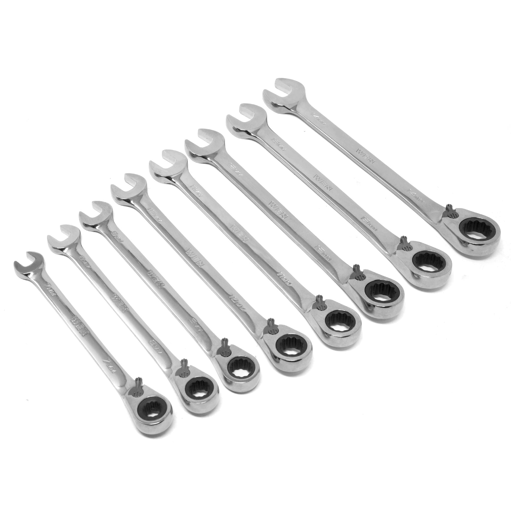 WEN WR162 16-Piece Professional Reversible Ratcheting Metric Combination Wrench Set with Storage Pouch - Perfect for Automotive Repair, Machinery Maintenance & DIY Projects