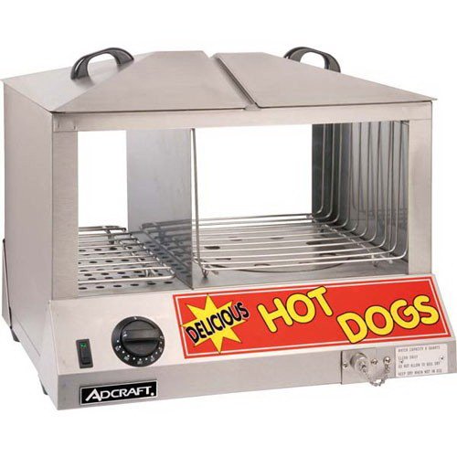 Adcraft HDS-1200W Commercial Hot Dog and Bun Steamer - 120V Stainless Steel Food Warmer for Restaurants, Food Trucks, and Catering Events