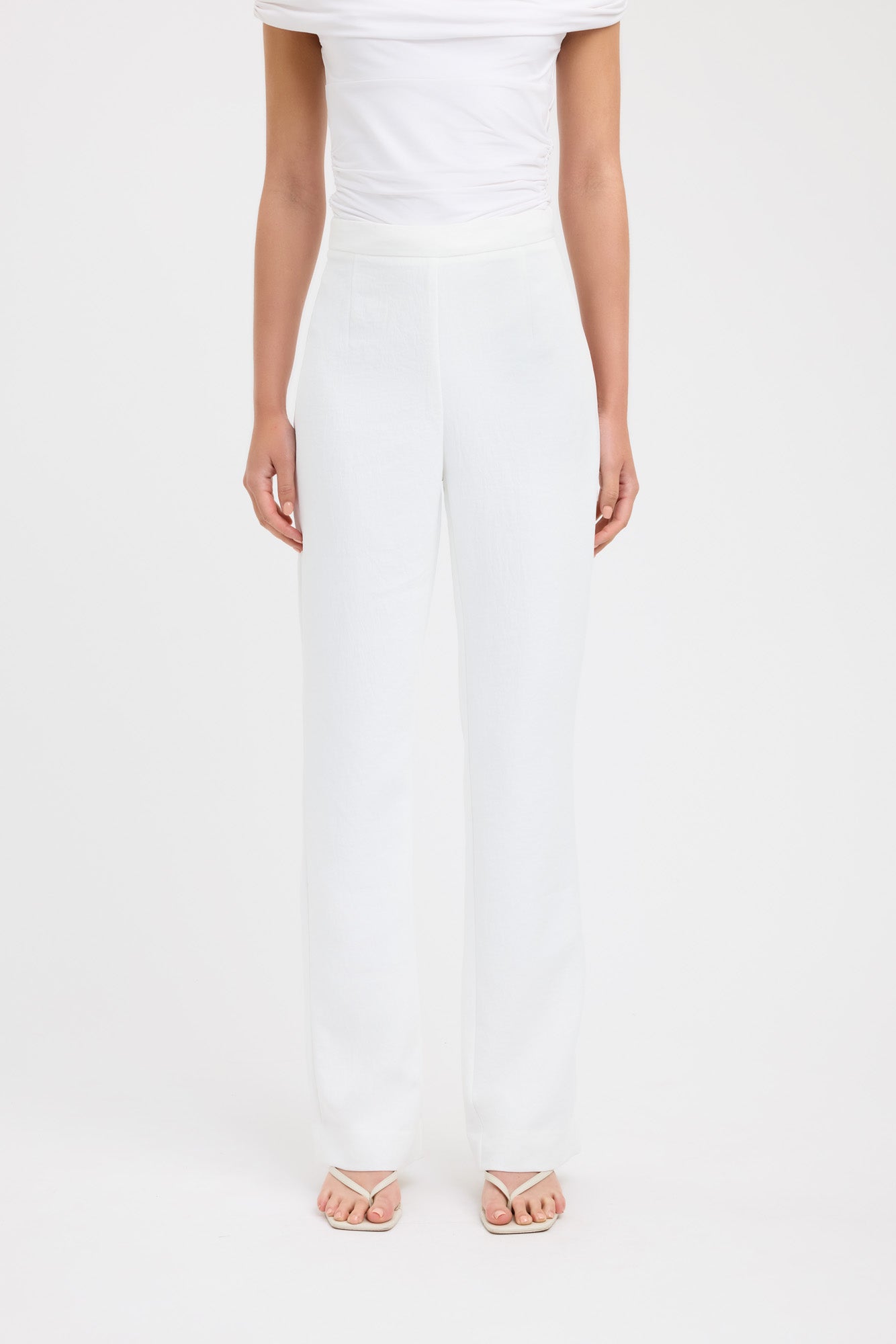 Ariel Pants for Women - Natural White High Waisted Comfortable Casual Trousers | Perfect for Office, Travel and Everyday Wear