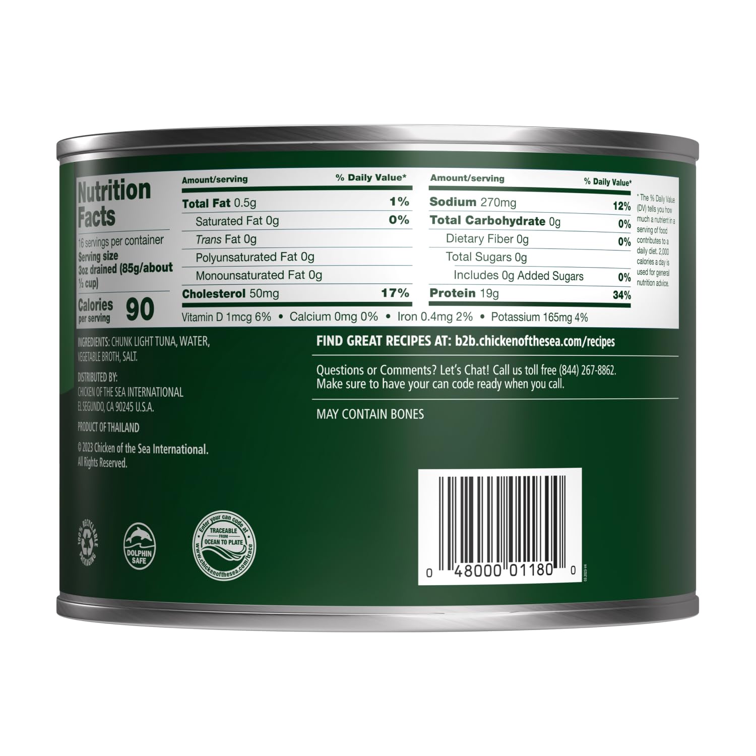 Premium Wild-Caught Chunk Light Tongol Tuna in Water - 66.5 oz Foodservice Size Can (Pack of 6) | High-Protein, Low-Mercury | Perfect for Salads, Sandwiches & Meal Prep