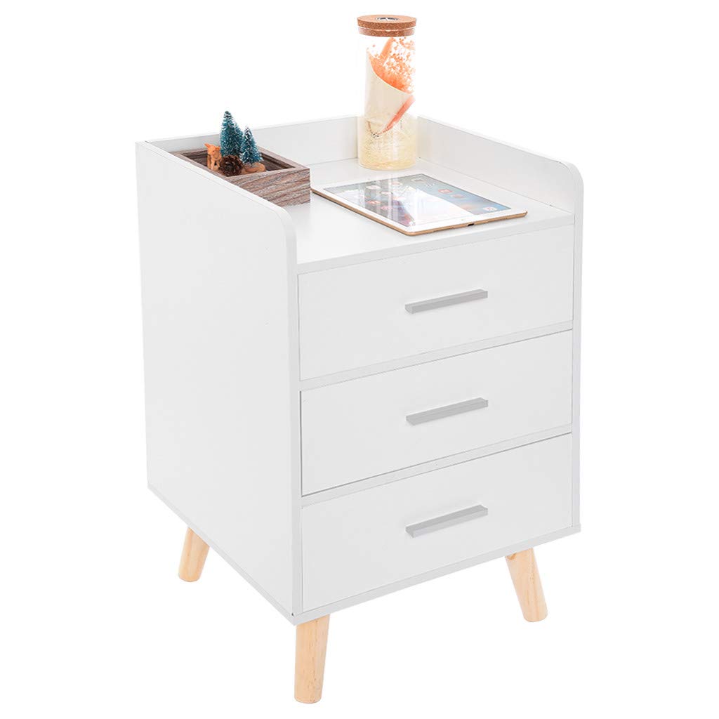 Modern 3-Drawer Nightstand - Easy to Assemble Bedside Table with Storage, Compact End Table for Bedroom & Living Room | Perfect for Small Spaces, Apartment Furniture & Guest Room Essentials [US Delivery]
