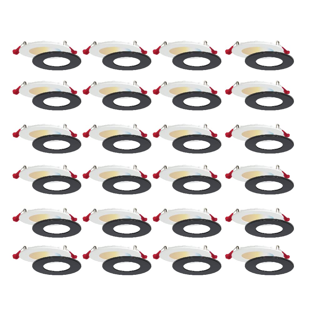 Nadair 24-Pack 4-Inch LED Ultra Slim Recessed Lights - 9W, 750 Lumens, 5CCT Color Selectable (2700K/3000K/3500K/4000K/5000K) with White & Black Trim - Dimmable, IC Rated, ETL Certified - Perfect for Living Room, Kitchen & Bedroom Lighting