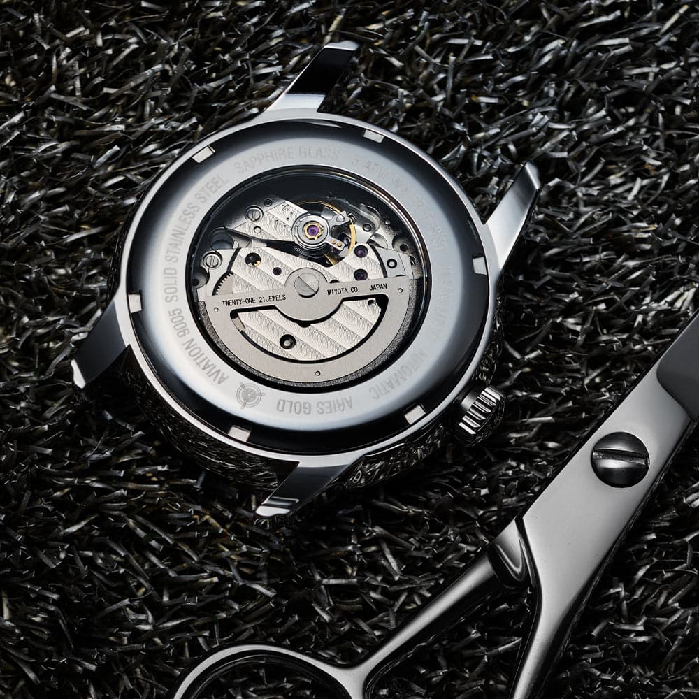 ARIES GOLD Automatic Infinum El Toro Men's Watch - Stainless Steel Case, Black Leather Strap, Water Resistant - Perfect for Business, Casual & Formal Occasions