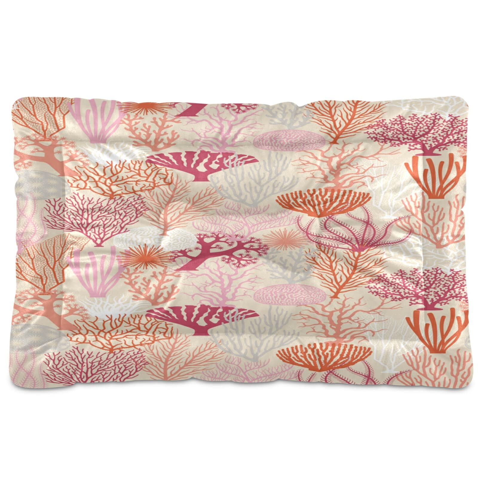 Xigua Sea Coral Pet Bed - Ultra Soft Rectangle Dog Bed & Cat Bed for Small to Medium Pets, 24x18 Inch - Comfortable Calming Bed for Puppies, Kittens & Adult Pets (Perfect for Living Room, Bedroom & Pet Travel)