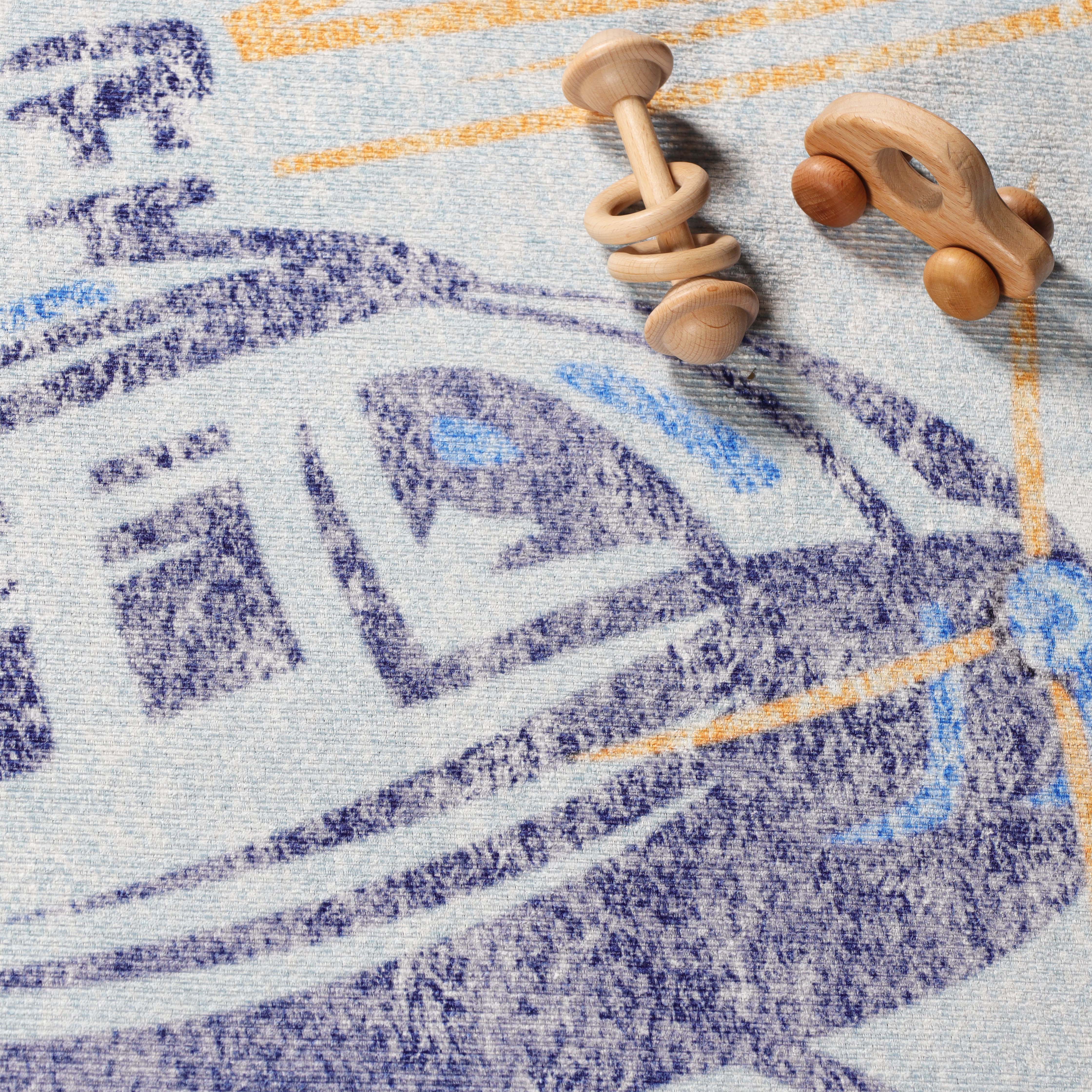 Non-Slip Helicopter Pattern Kids Playroom Rug - Soft & Safe Floor Mat for Nursery, Bedroom, and Play Areas