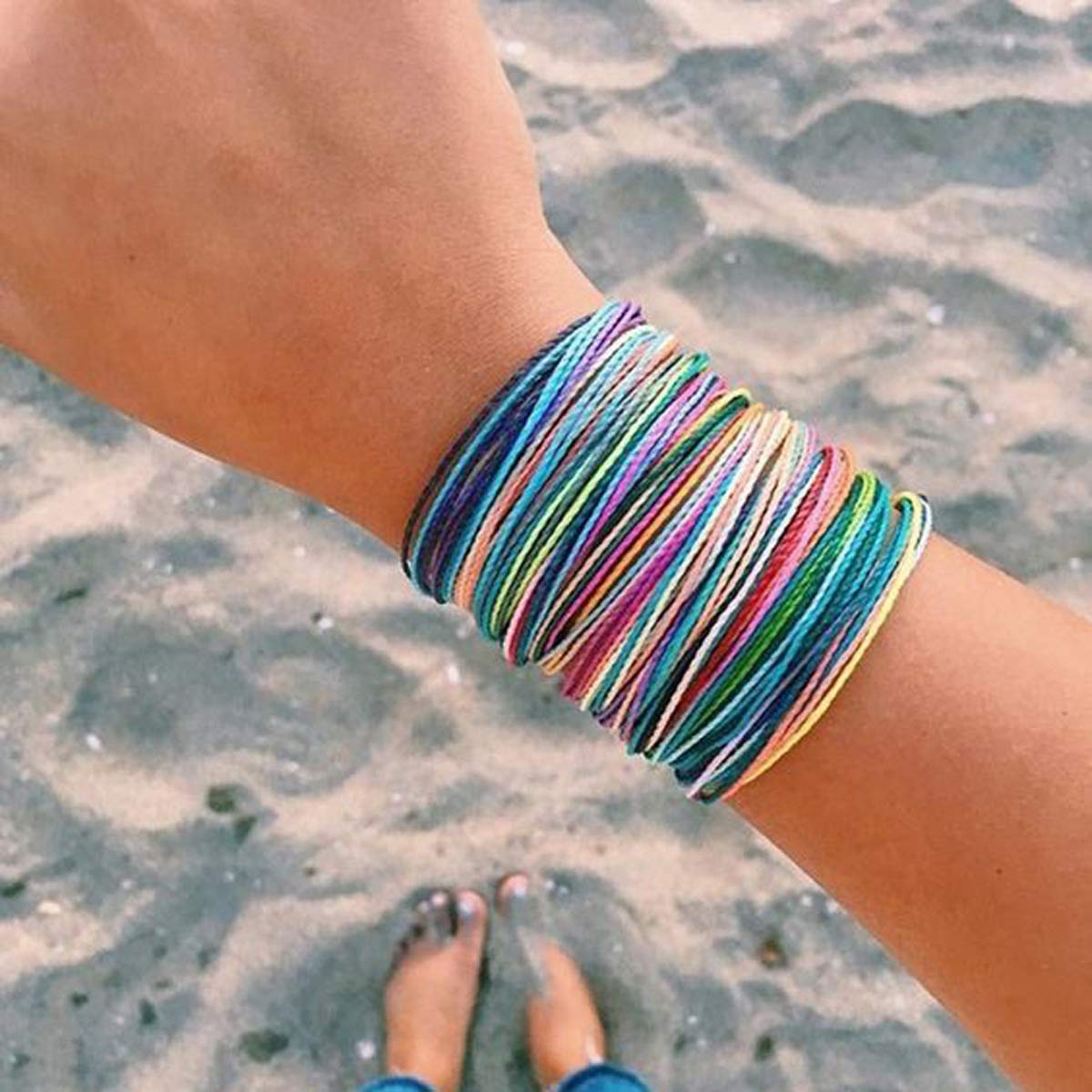 Starain Adjustable Braided Surf Bracelets for Women - Waterproof Boho Handmade Wave Bracelet Set - Perfect for Beach, Surfing, Yoga & Summer Fashion Accessories
