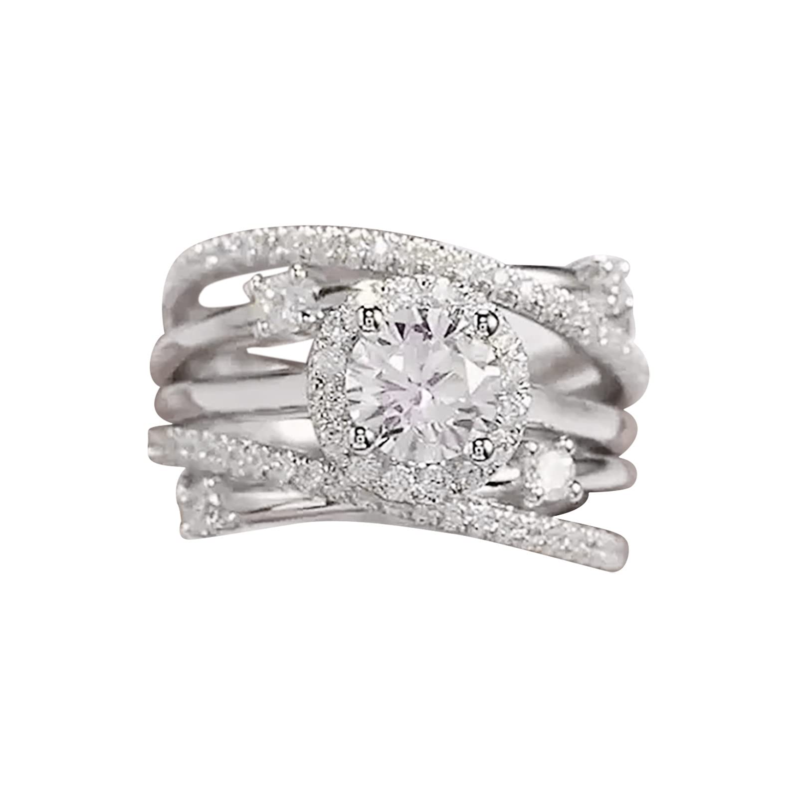 2022 Stainless Steel Colorful Diamond Spinning Chain Ring for Women - Titanium Steel Fashion Jewelry - Perfect for Parties, Weddings & Everyday Wear (One Size)