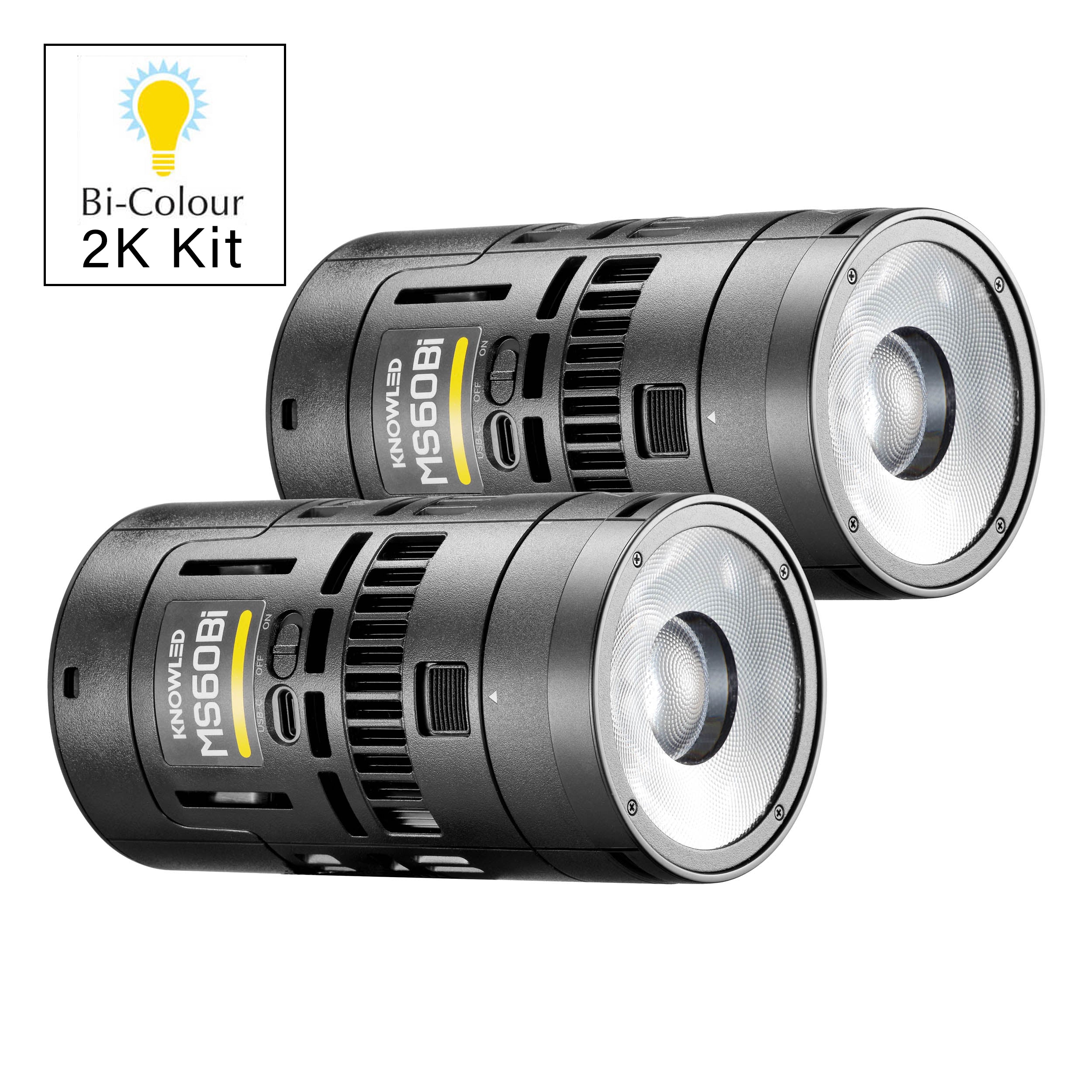 KNOWLED MS60Bi 2K Super Compact Bi-Color LED Video Light Twin Kit - Professional Studio Lighting for YouTube, Photography & Film Production