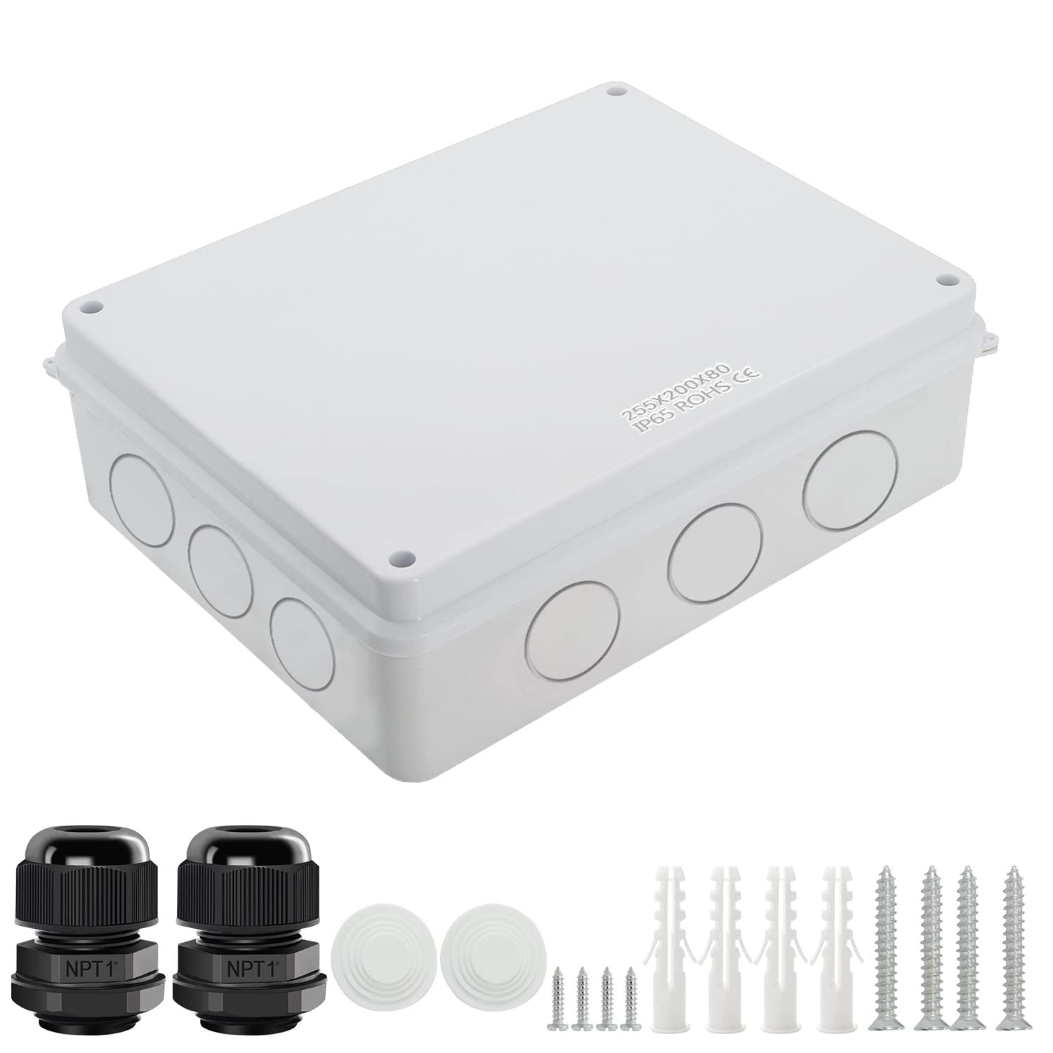 LeMotech IP65 Waterproof Junction Box - 10 x 7.9 x 3.1 Inch ABS Plastic Electrical Enclosure for Outdoor Electronics - Dustproof Project Box for Wiring, Solar Panels & Home Automation