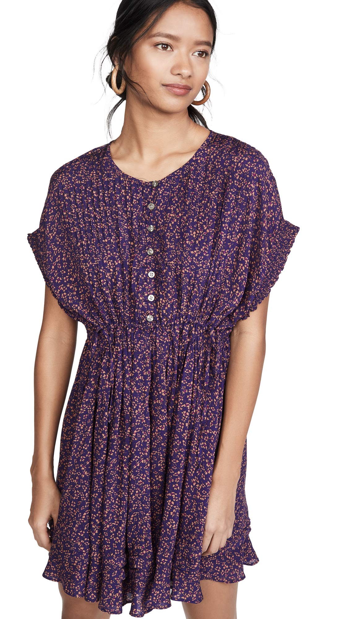 Free People Women's One Fine Day Mini Dress - Floral Print, Blue Midnight Combo, Size XS | Summer Beach Dress for Vacations, Date Nights & Casual Outings