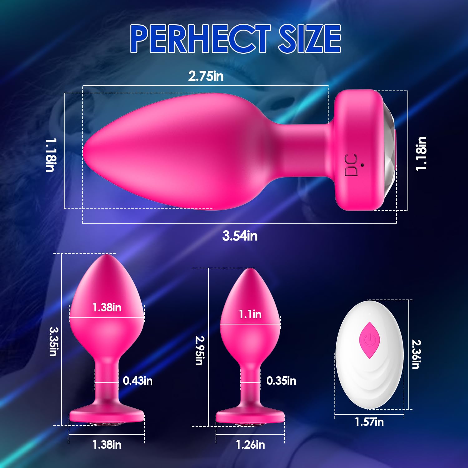 Premium 3PCS Silicone Anal Plug Training Kit with Remote Control - 10-Speed Vibrating Butt Plug & Prostate Massager for Men & Women | Adult Sex Toys for Couples Play, Solo Pleasure & BDSM Exploration (Pink)