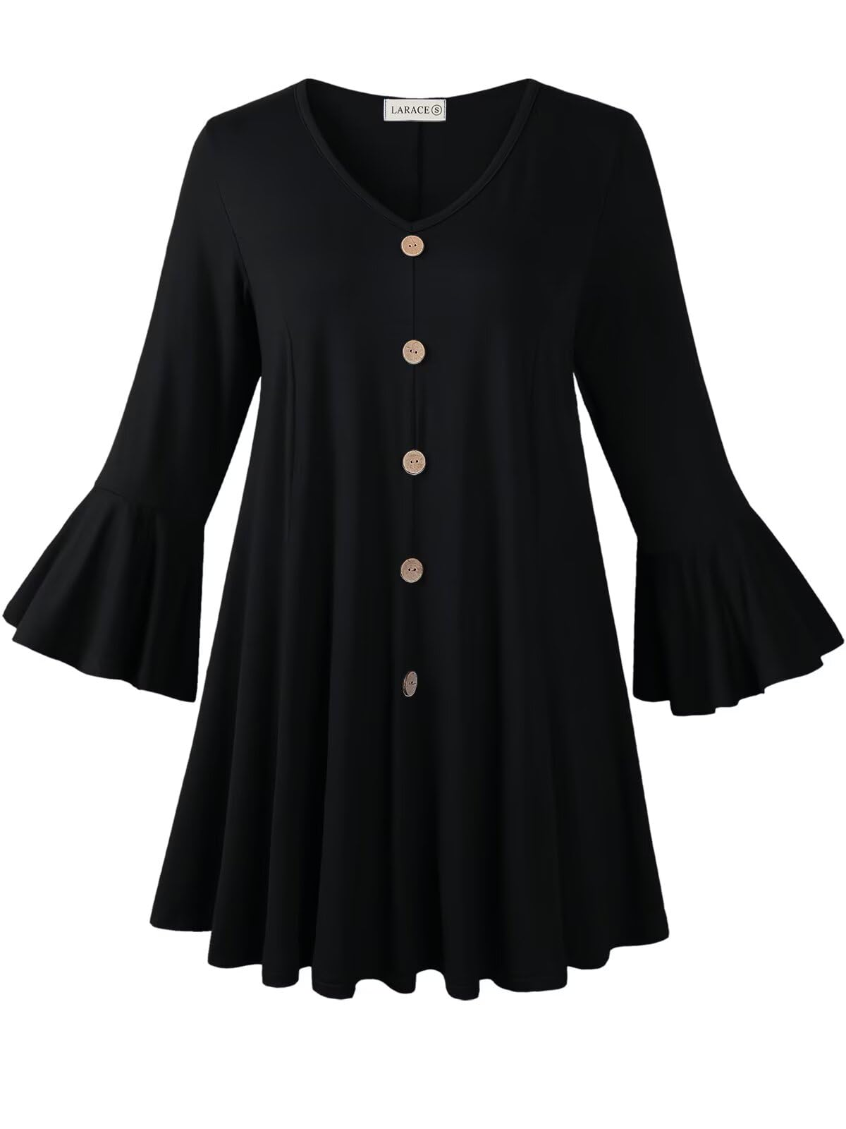 LARACE Women's Plus Size 3/4 Sleeve V-Neck Tunic Tops - Fall Fashion T-Shirts to Wear with Leggings | Casual Outfit for Work, Weekend & Layering