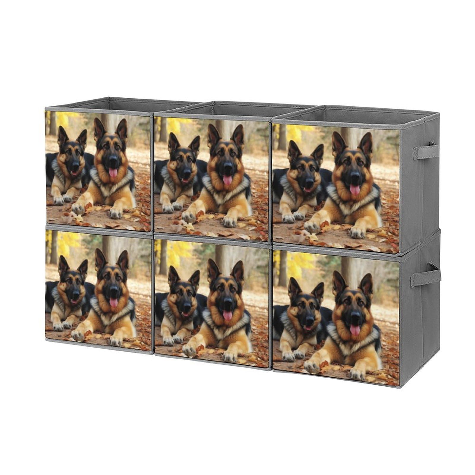 6-Pack Collapsible Storage Bins for German Shepherd Dog Lovers - Large Closet Organizer with Handles, Foldable Storage Baskets for Home Organization (Perfect for Pet Supplies, Clothing, Toys & Household Items)