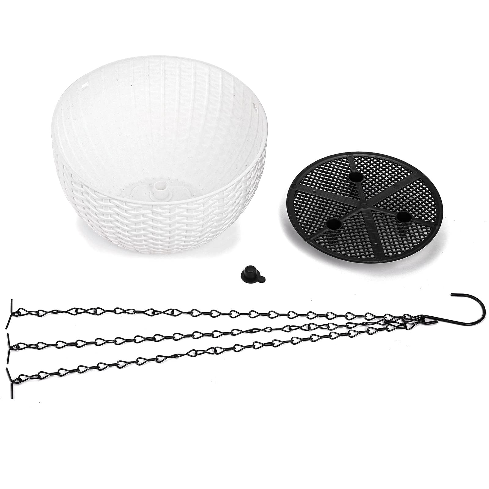 Foraineam 4 Pack 8.2 Inch Self-Watering Hanging Planters - White Flower Pots with Drainage Holes & Chains for Indoor Outdoor Garden, Patio, Balcony Decor - Perfect for Herbs, Succulents, Petunias & Home Gardening