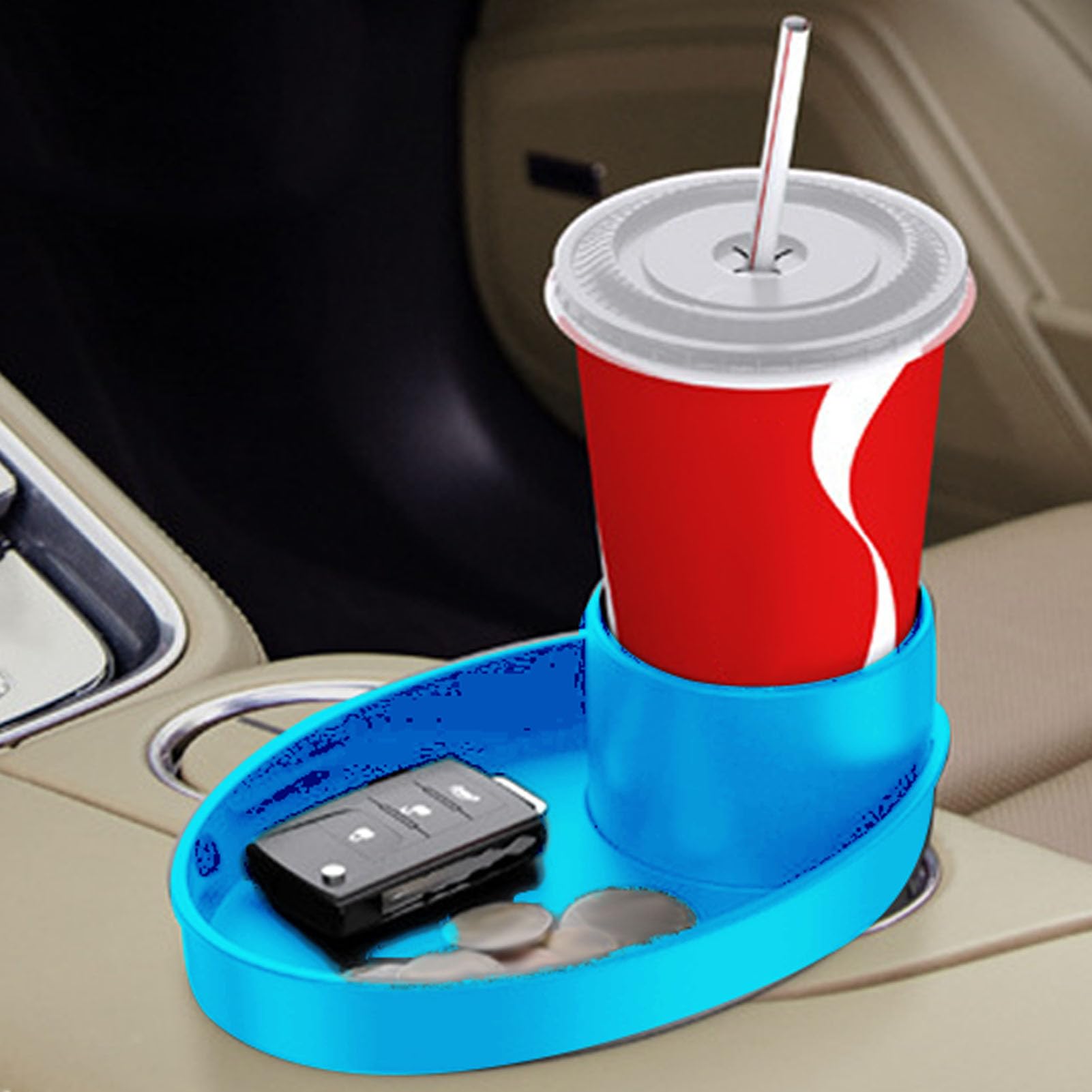 Portable Car Seat Snack Tray with Cup Holder - Multifunctional Travel Feeding Tray for Strollers & Baby Carriers - Blue - Perfect for Road Trips, Airplane Travel & Outdoor Activities