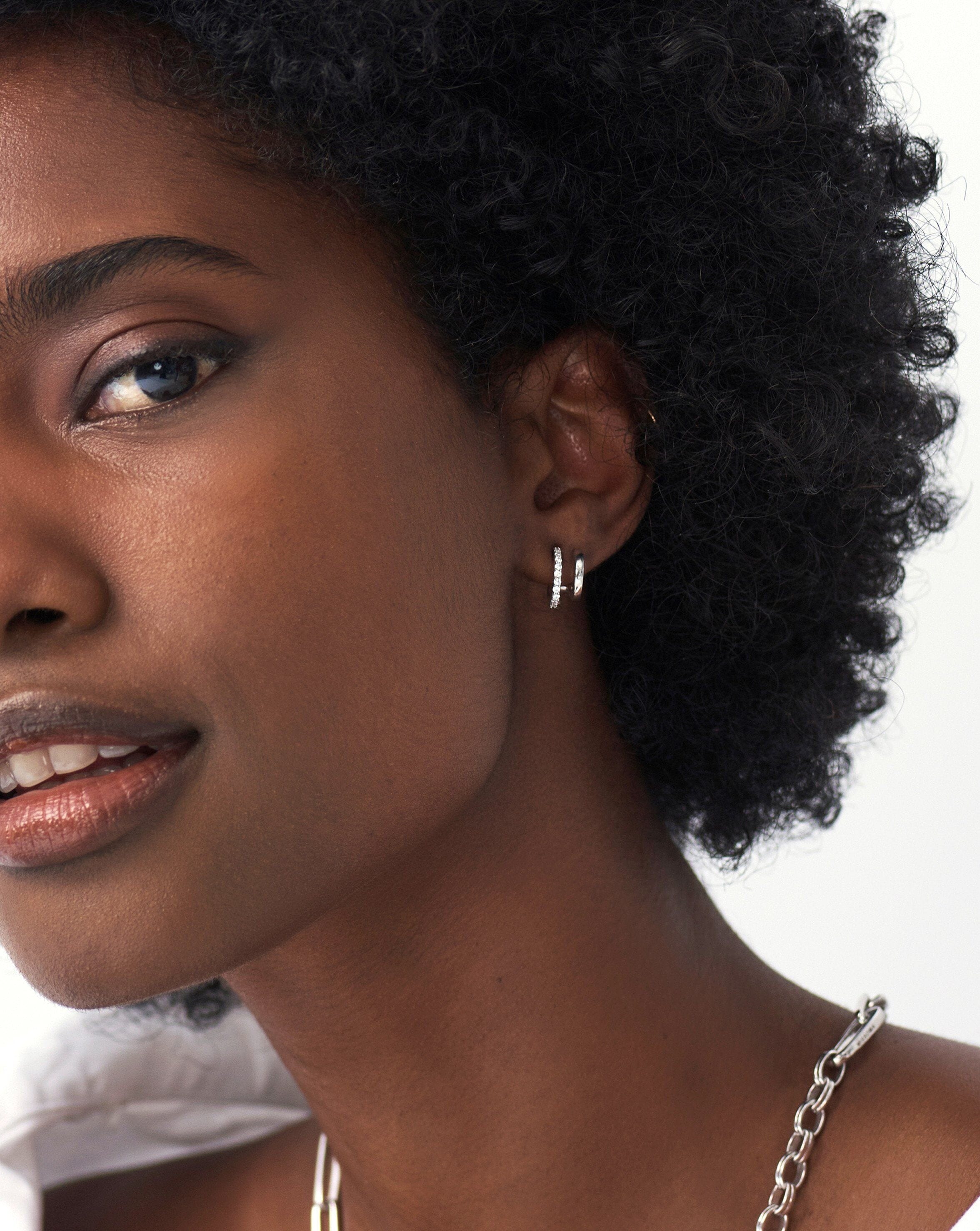 Classic Double Huggies Sterling Silver Earrings with Cubic Zirconia - Elegant Hoop Earrings for Women, Perfect for Everyday Wear & Special Occasions