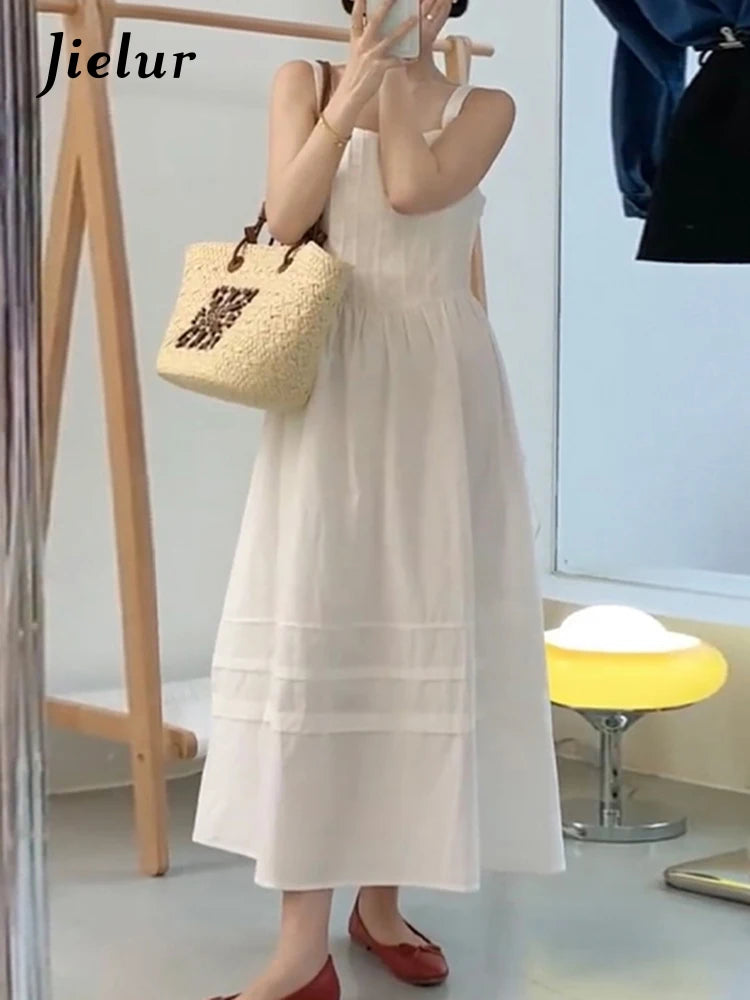 Women's White Strapless Summer Dress - Chic Solid Color Sleeveless Slash Neck Beach Dress for Vacation & Party Wear | Perfect for Beach Outings, Pool Parties & Summer Getaways