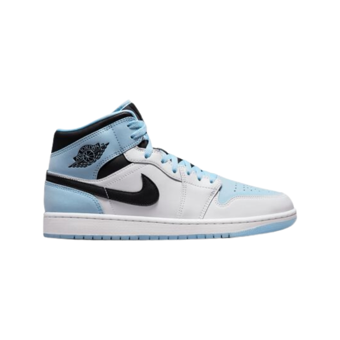 Air Jordan 1 Mid Reverse Ice Blue Black White Men's Basketball Shoes - Casual Sneakers for Streetwear & Sports