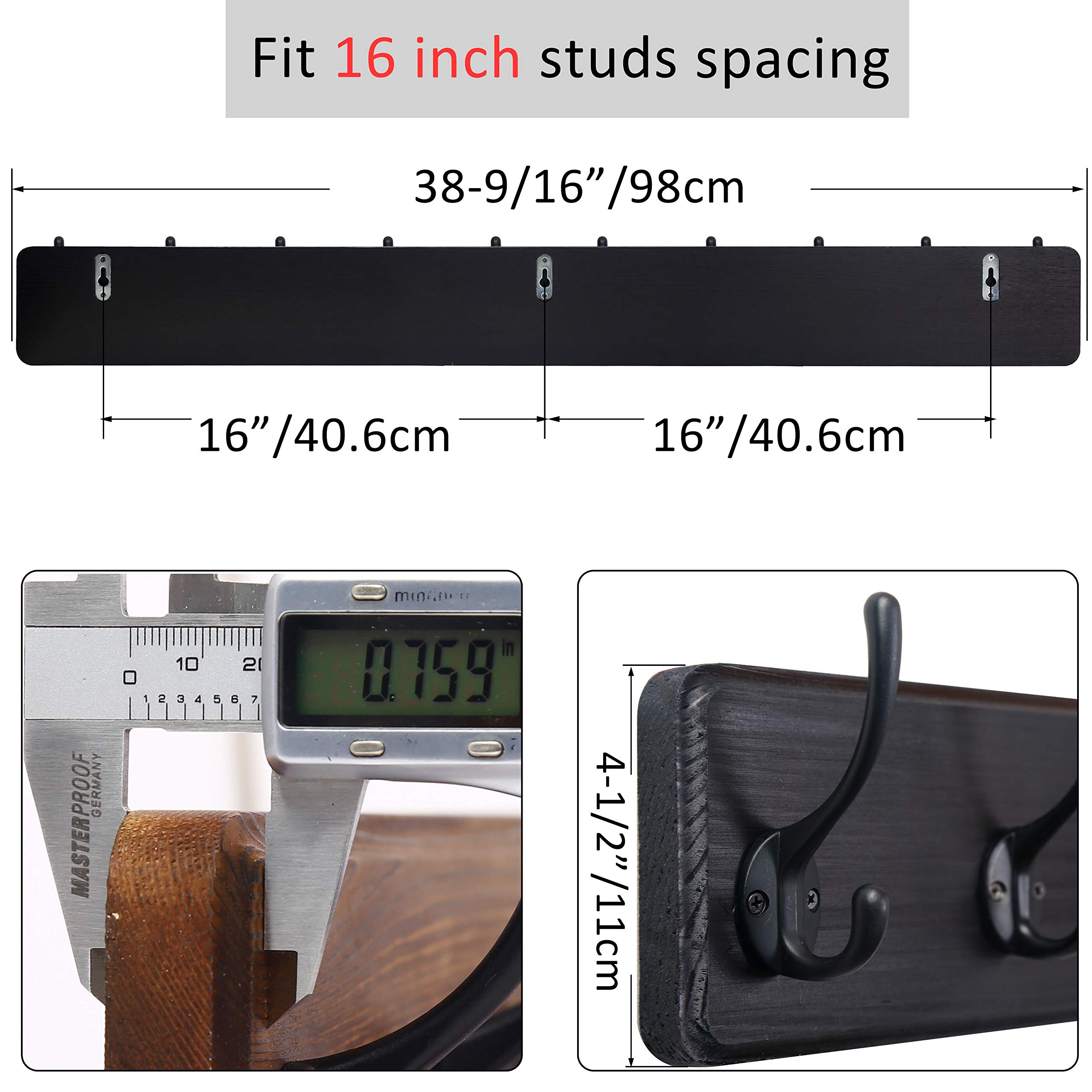 WEBI 10-Hook Wall Mounted Coat Rack - 38.6