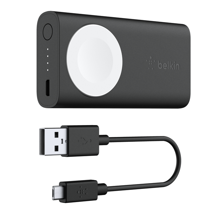 Belkin 2K Portable Power Bank for Apple Watch - USB & Micro USB Charging Cable Included - Black | Perfect for Travel, Gym & Outdoor Activities