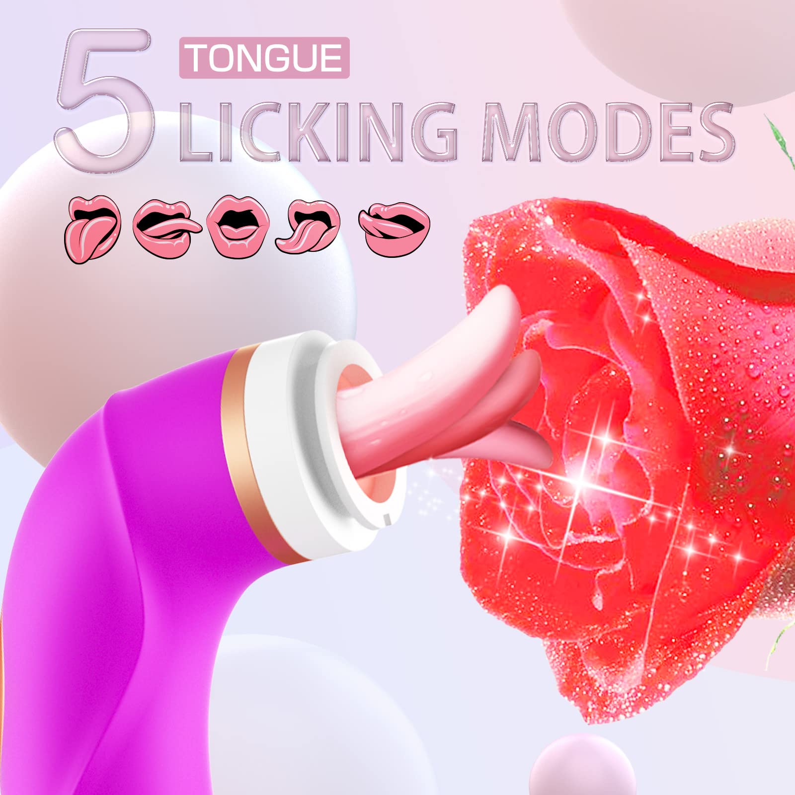 Premium Clitoral Sucking & Licking Vibrator - 8 Suction Modes, 10 Vibration & 5 Licking Modes - Rechargeable Waterproof G-Spot & Nipple Stimulator for Women - Perfect for Solo Play & Couples Intimacy