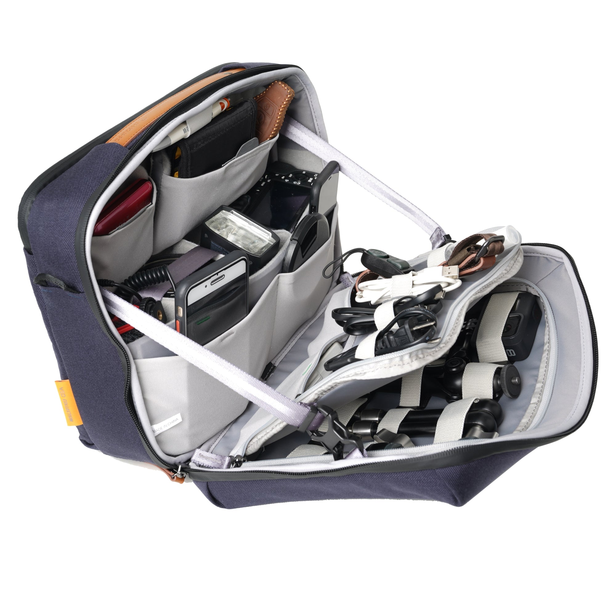VEO City TP33 NV Tech Bag - Waterproof Laptop Backpack for Men & Women, Durable Travel Business Bag with USB Charging Port, Navy Blue - Perfect for Work, School, and Commuting